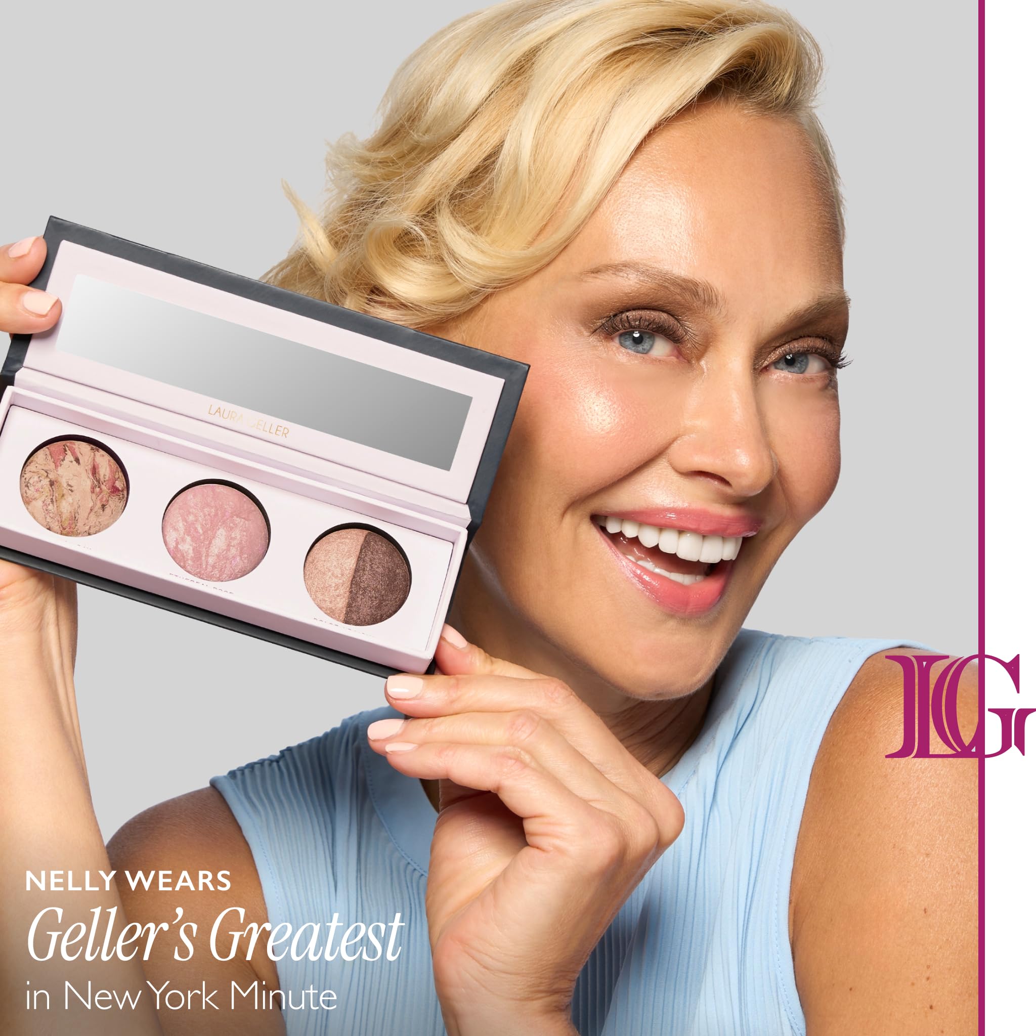 Laura Geller Beauty Geller's Greatest New York Minute - Tavolozza viso e occhi - Contiene fard, bronzer e ombretto duo, trucco facile da viaggio, compatto per pelli mature