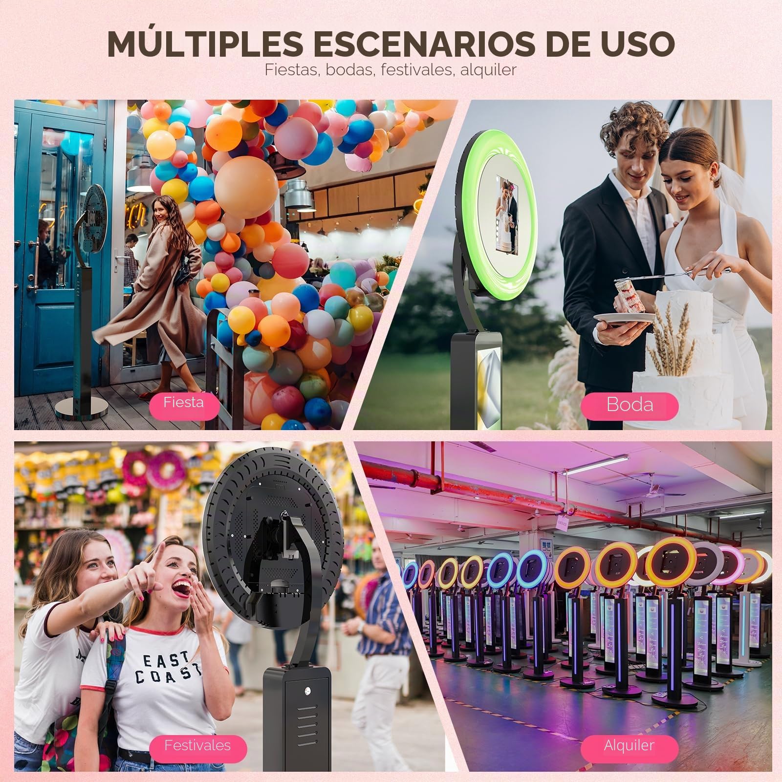 MWE Photo Booth con Flightcase, Personalización del Logotipo, Software de Soporte y Control Remoto, Ideal para Fiestas, Bodas y Alquileres, Youtube, Video, Tiktok Live (Caja de Luz, Negro)