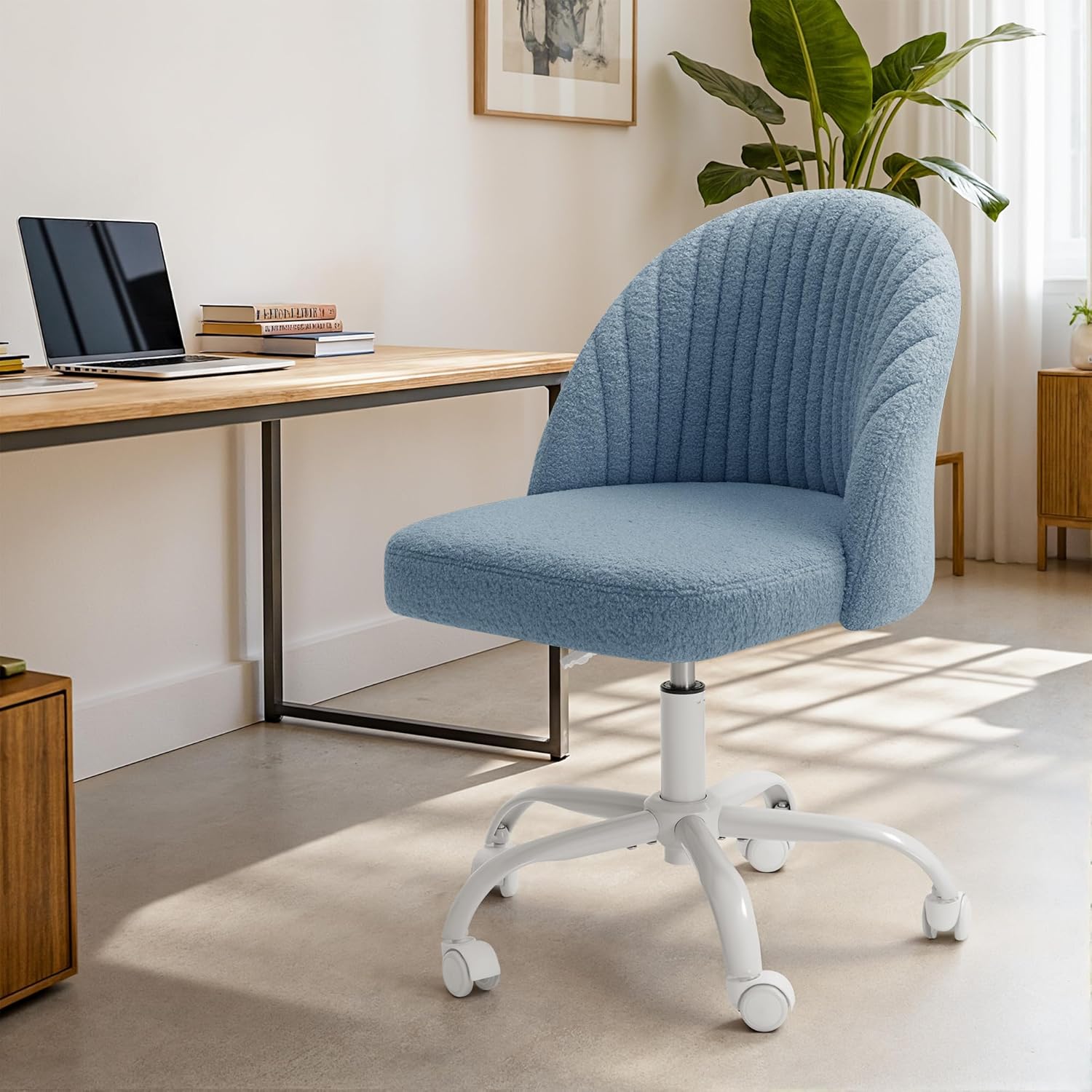 Furniwell Office Chair Armless Cute Desk Chair Modern Adjustable Swivel Vanity Task Computer Chair Home Office Desk Chairs