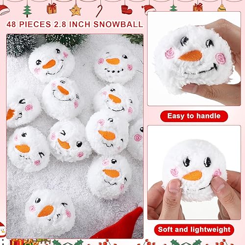 Miniatura 6 de Sadnyy Juego de 48 bolas de nieve de Navidad de 2.8 pulgadas, bola de nieve falsa con 2 cubos, lindo juguete para niños y adultos, para interiores y