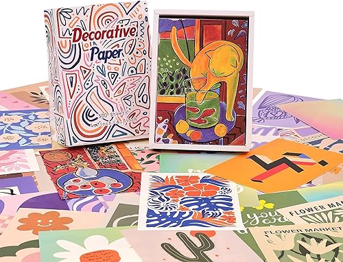 Miniatura 2 de emmoolife 300 hojas de papel estético para álbumes de recortes, retro, bohemio, pastel, collage de pared, suministros para álbumes de recortes,