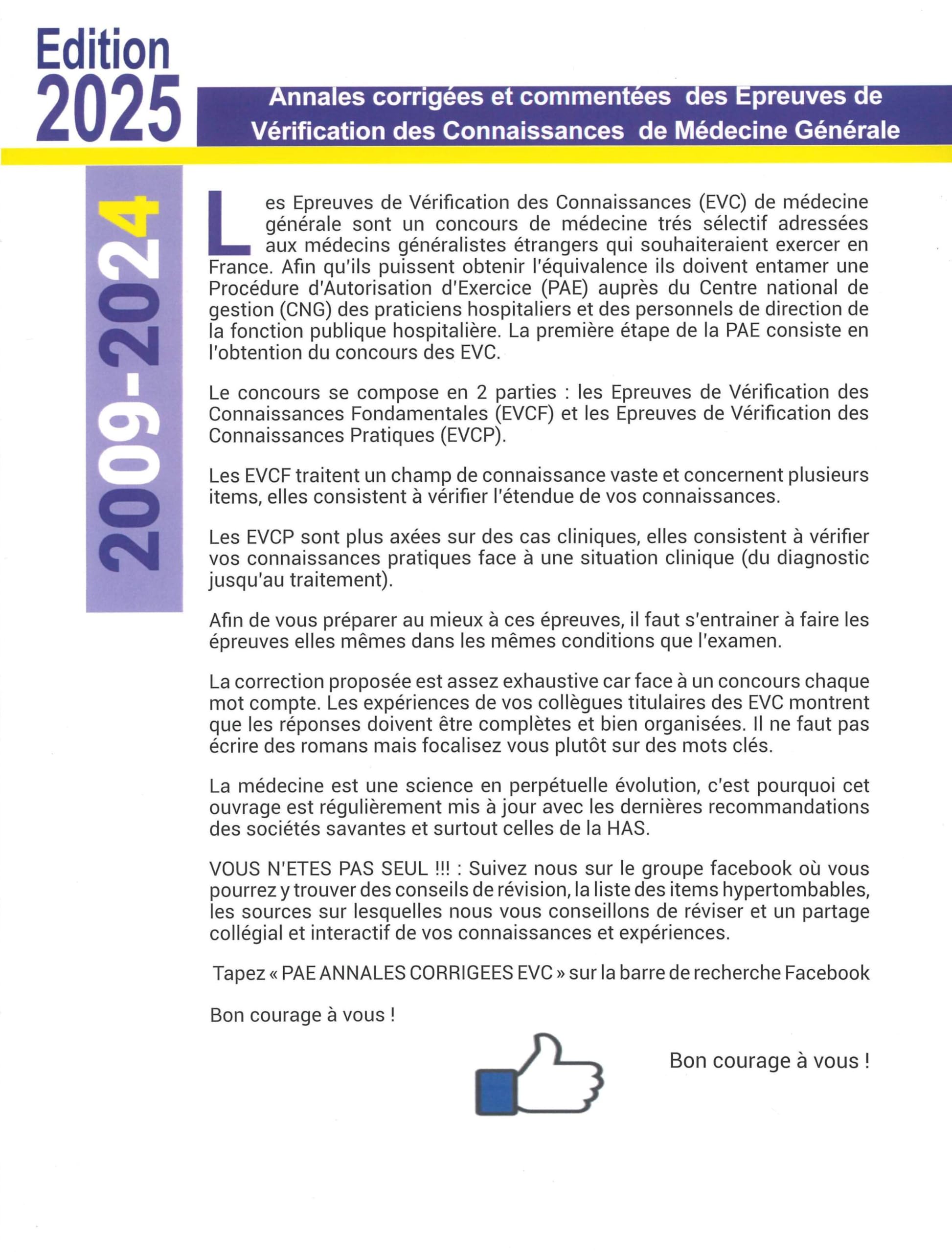PAE médecine générale 2009-2024: Annales corrigées des épreuves de vérification des connaissances (EVC)