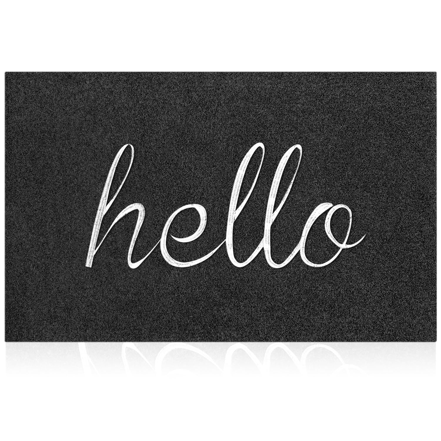 AAZZKANG Welcome Mat Hello Door Mats Outdoor with Non Slip Rubber Backing Front Door Mat Ultra Absorb Mud Easy to Clean Indoor Doormat for Entrance,High Traffic Areas,Patio Black