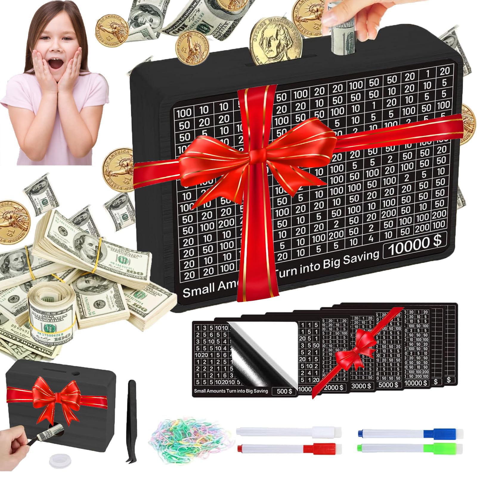 10000 Wooden Money Saving Box No Install Required Cash Vault Wooden Money Saving Box Piggy Bank,Kids Adults Boys and Girls Budgeting and Savings Goals