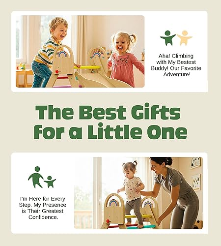 Miniatura 8 de Pikler - Juego de escalada triangular, 8 en 1 plegables para interiores, gimnasios de jungla para interiores, juego de madera para interiores, juego