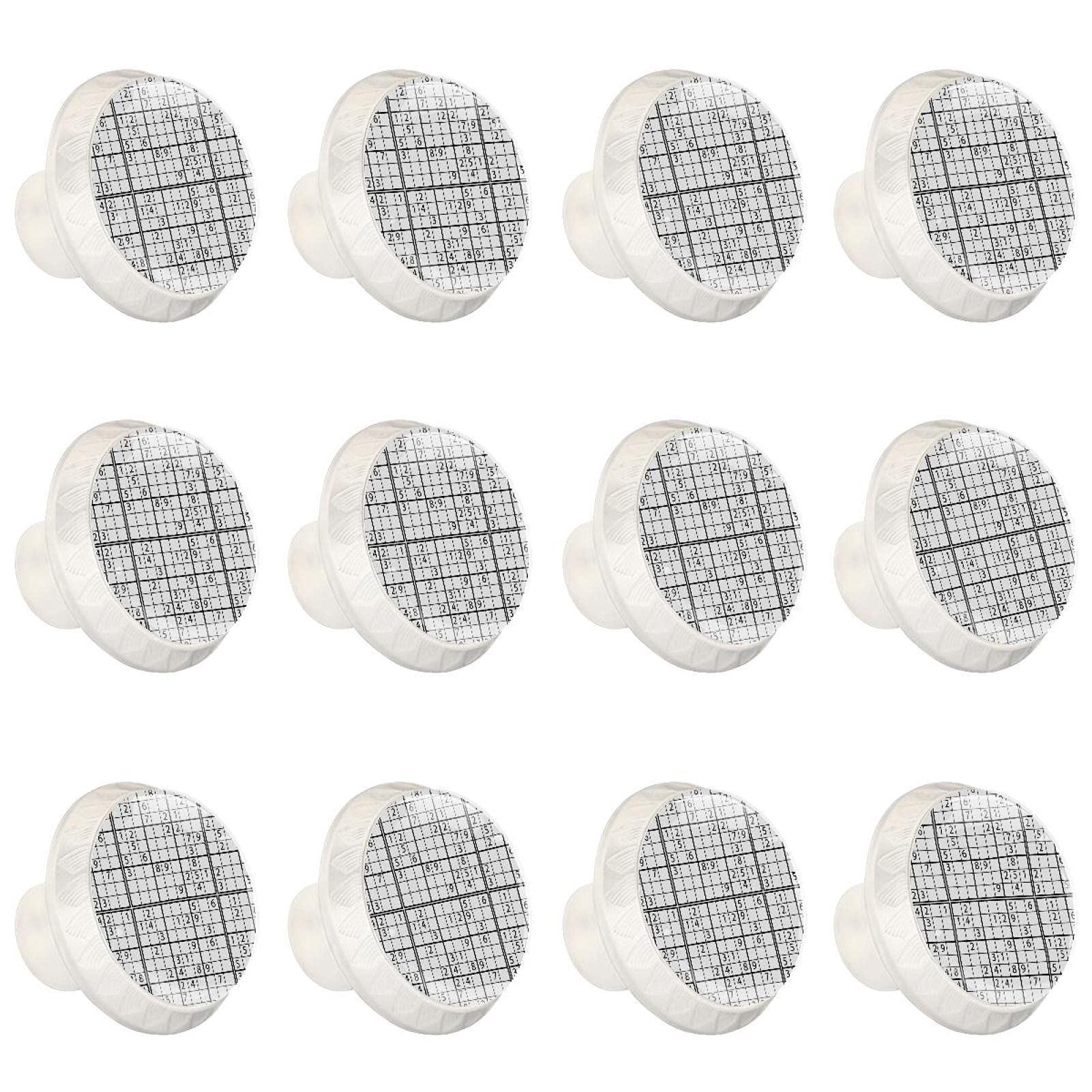 Juego de Sudoku blanco y blanco con mango de cajón redondo blanco y negro