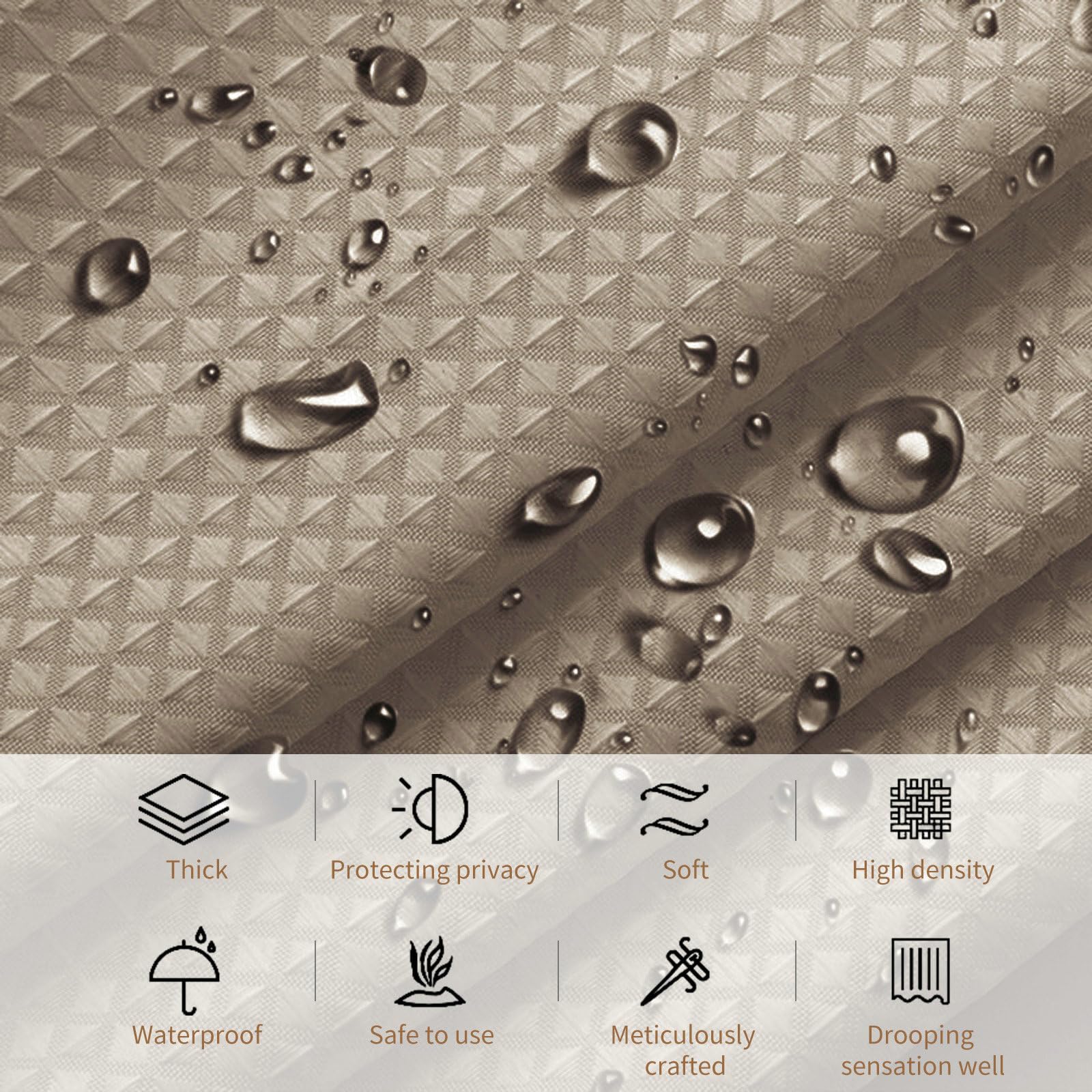 Stfery Shower Curtain Waffle Pattern Shower Curtains 220 x 200 cm Bathroom Curtains Waterproof Shower Curtain Anti-Mould - Image 4