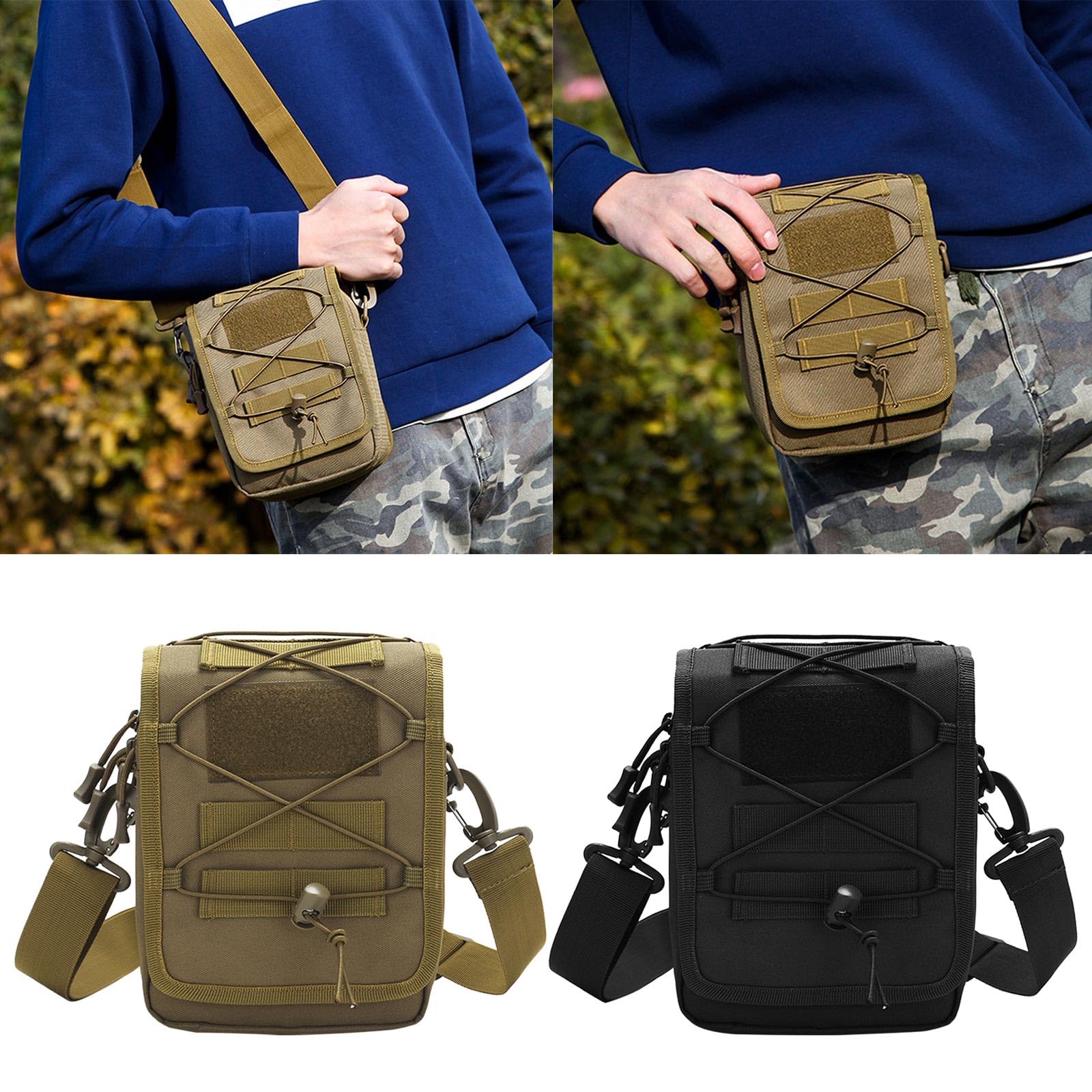 Borsa da esterno piccola borsa tattica borsa a tracolla in nylon impermeabile per campeggio escursionismo lavoro all'aperto