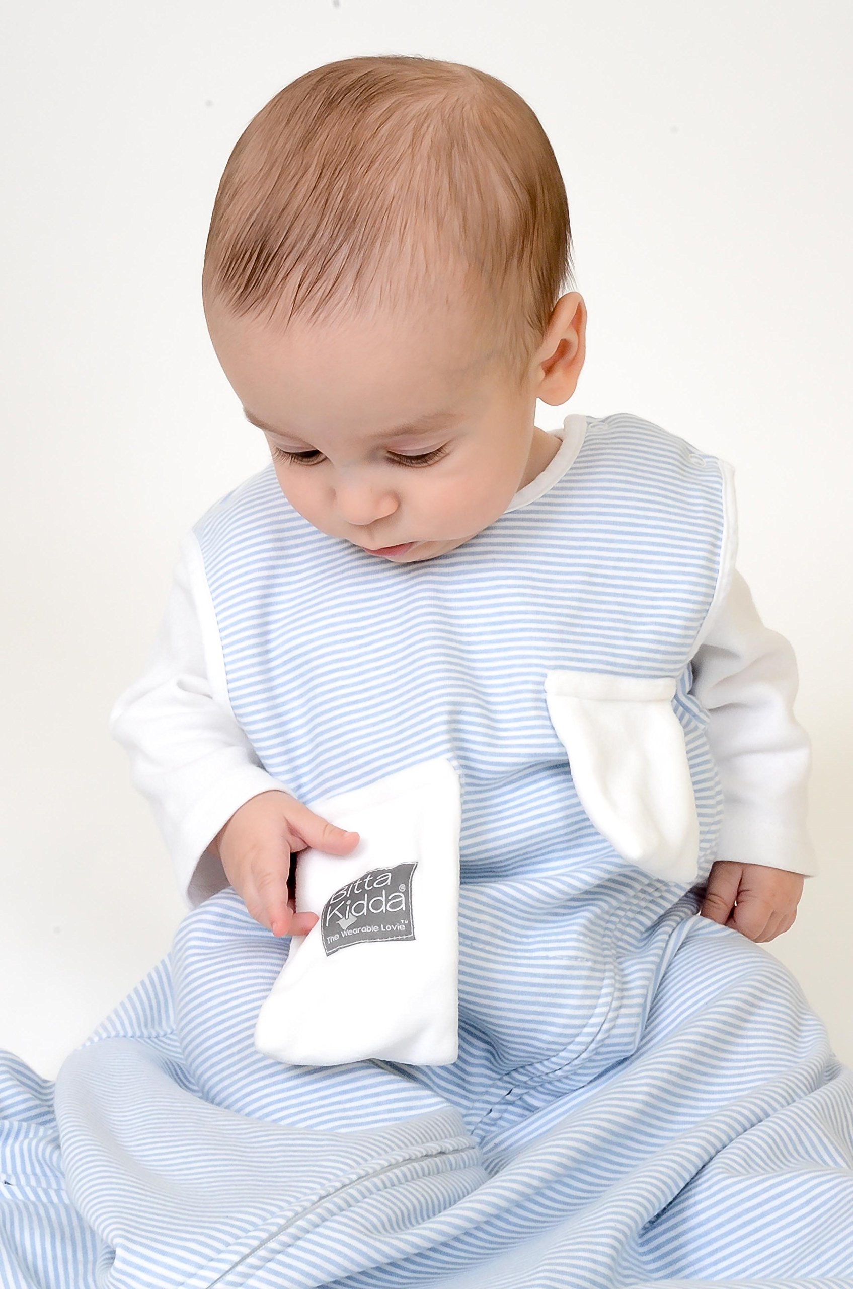 Bitta Kidda Baby Soother Sleeping Bag Wearable Blanket + Lovey - Blue Stripe 3M