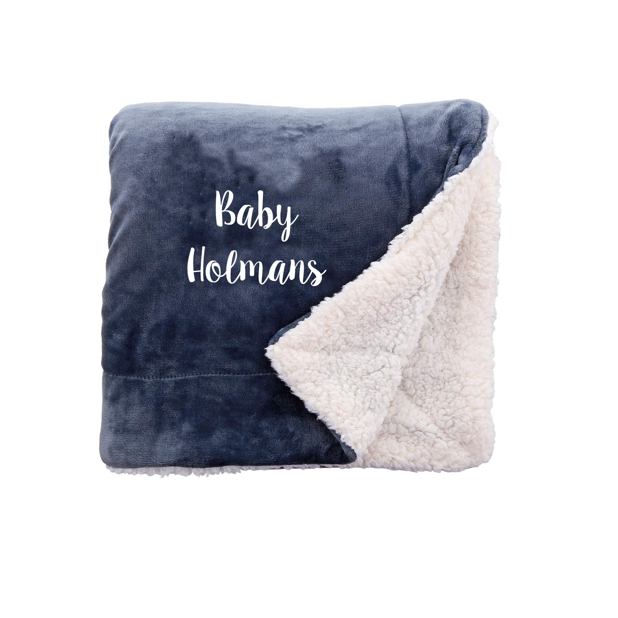 Aztex Slate Grey Personalised Soft And Fluffy Sherpa Style Fleece Blanket, Bed Throw, Reversible, 70Cm X 110Cm In Slate With A Cream Reverse