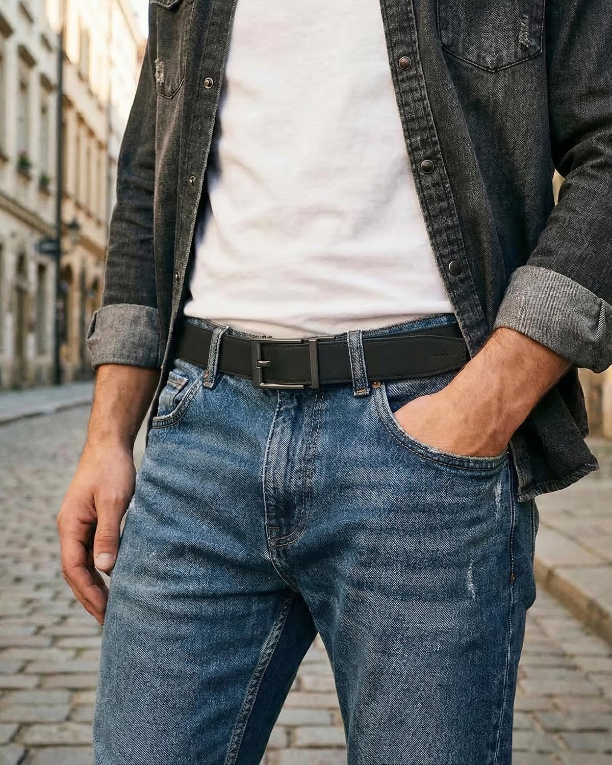 CHAOREN Ratchet Belts for Men - 1.5" Mens Belt Genuine Leather for Causual Jeans - Customizable Style, Versatile Fit