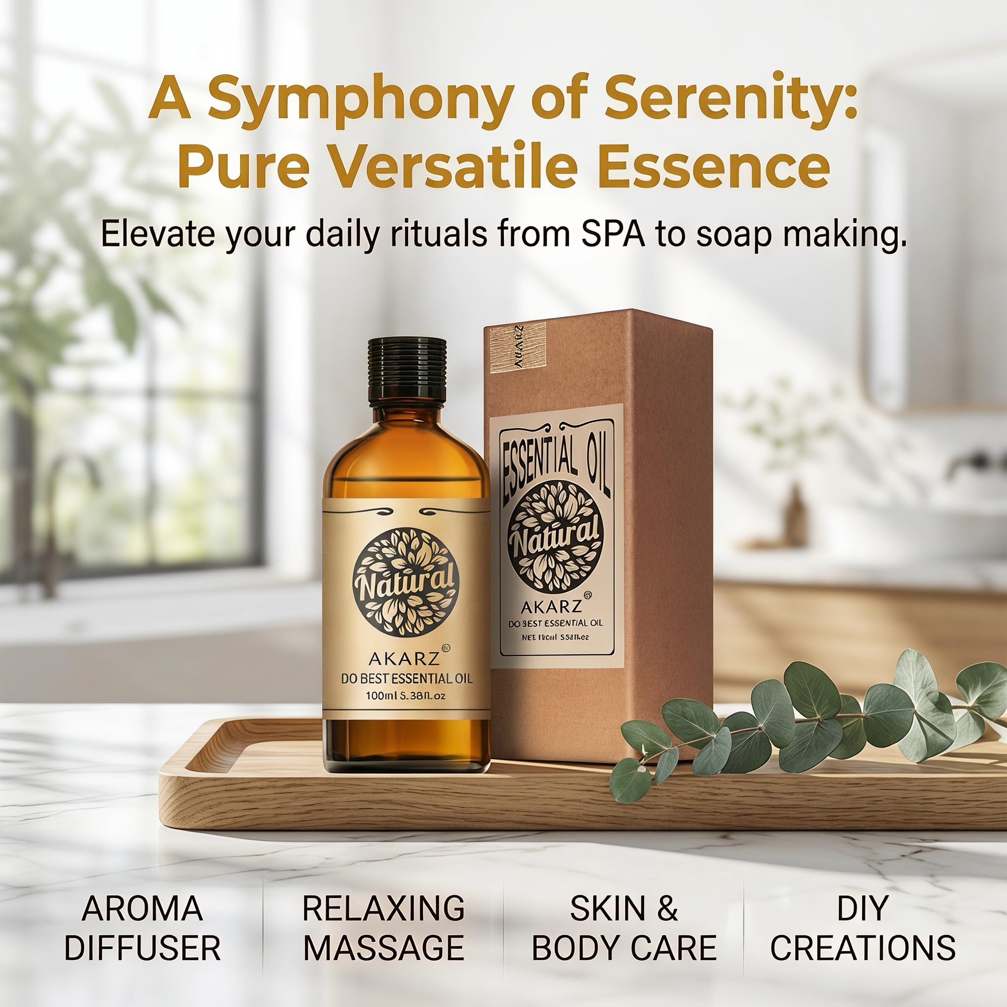 AKARZ 100ml Olejek esencjny z Imbiru - Naturalny olejek aromatyczny do dyfuzorów, lamp aromatycznych i aromatów pomieszczeń