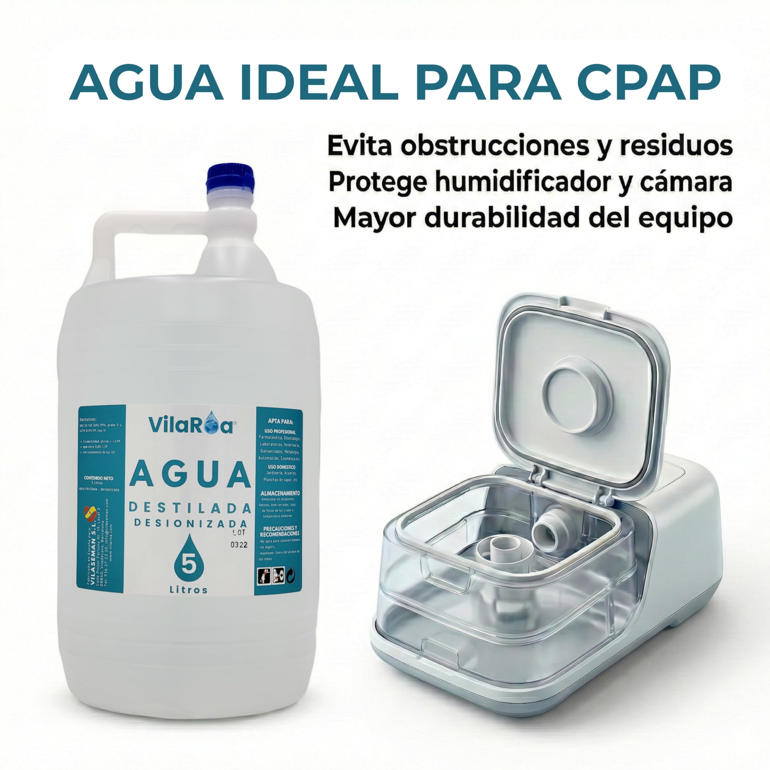 Agua Destilada Desionizada 3 Garrafa de 5 Litros, Agua Desmineralizada Alta Pureza Técnica para CPap, Autoclave, Humidificador, Plancha, Motores, Limpieza, Laboratorio, Plantas, Acuario, Bateria