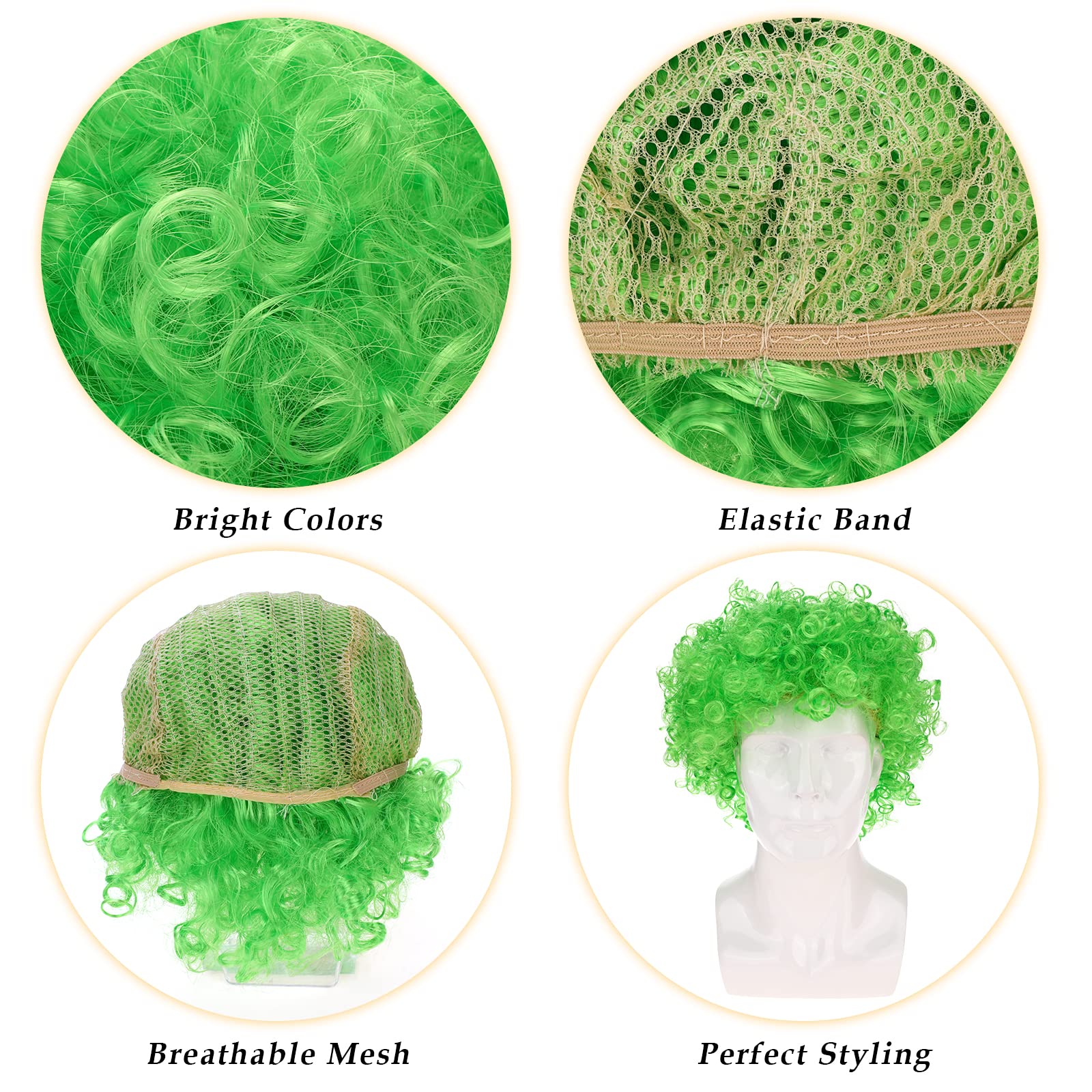 Perruque Afro Clown Orange Avec Nez Rouge - Perruque Bouclée Cosplay Carnaval Halloween Unisexe
