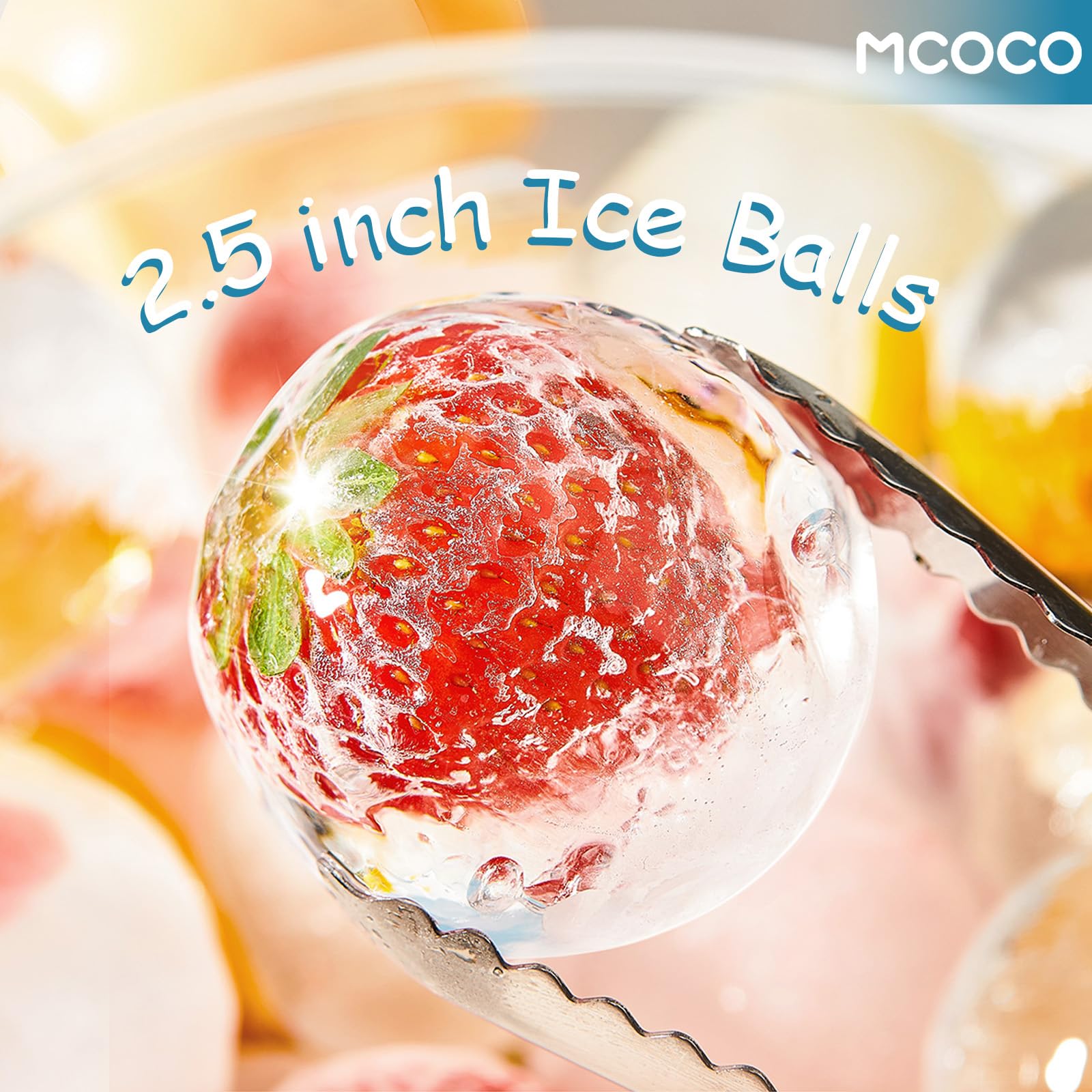 MCOCO Ice Ball Maker Mold 2.5 inch Whiskey Ice Cubes Mold Easy Fill and Release Silicone Round Large Ice Cube Mold with Lid for Whiskey, Cocktails, Bourbon, and Drinks 3 pack