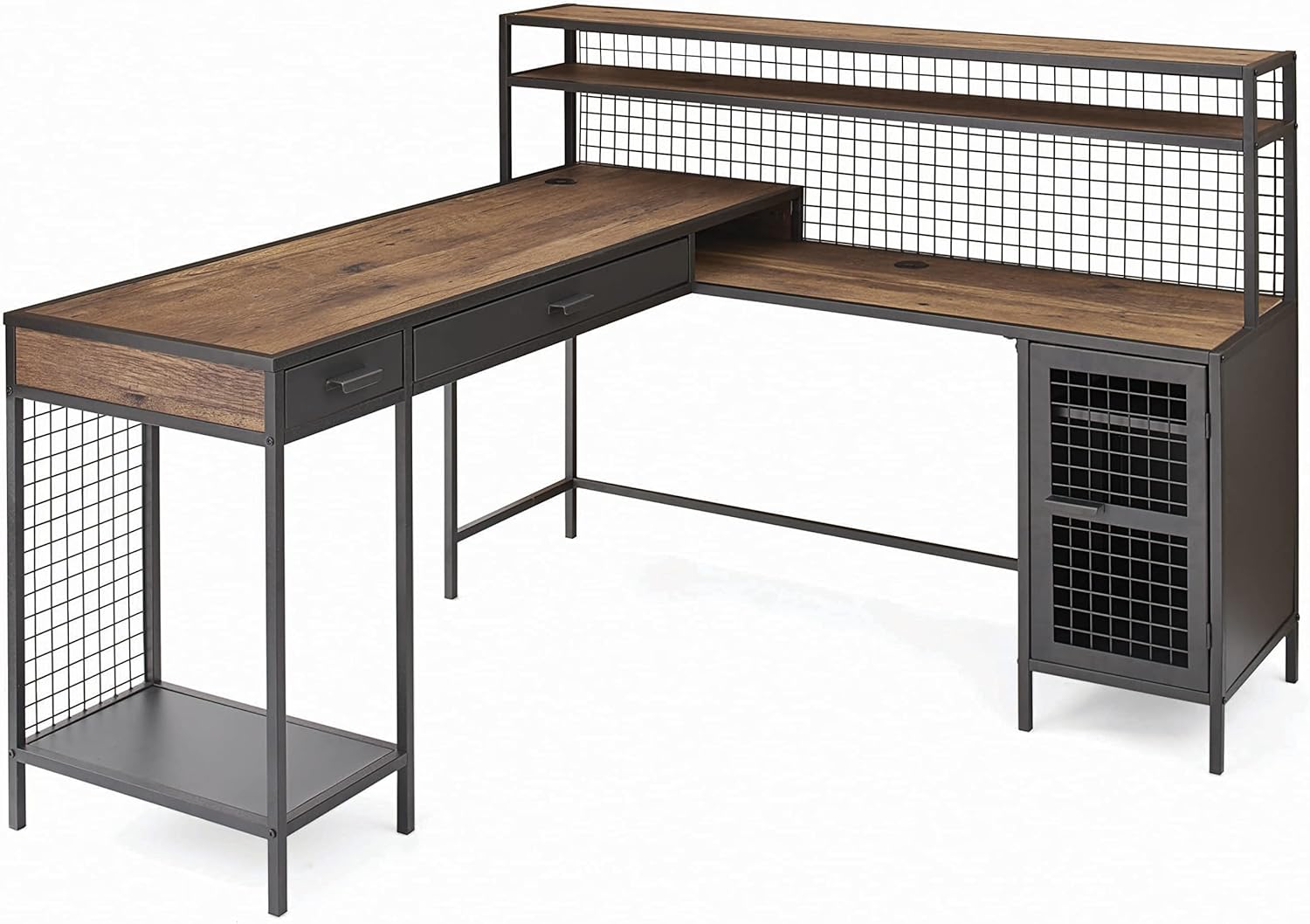 Yunadik Lindon Place LShaped Desk,Corner Computer Desks