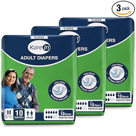 Kare Med KareIn Classic Adult Diapers, Medium, Waist Size 76-114 Cm (30