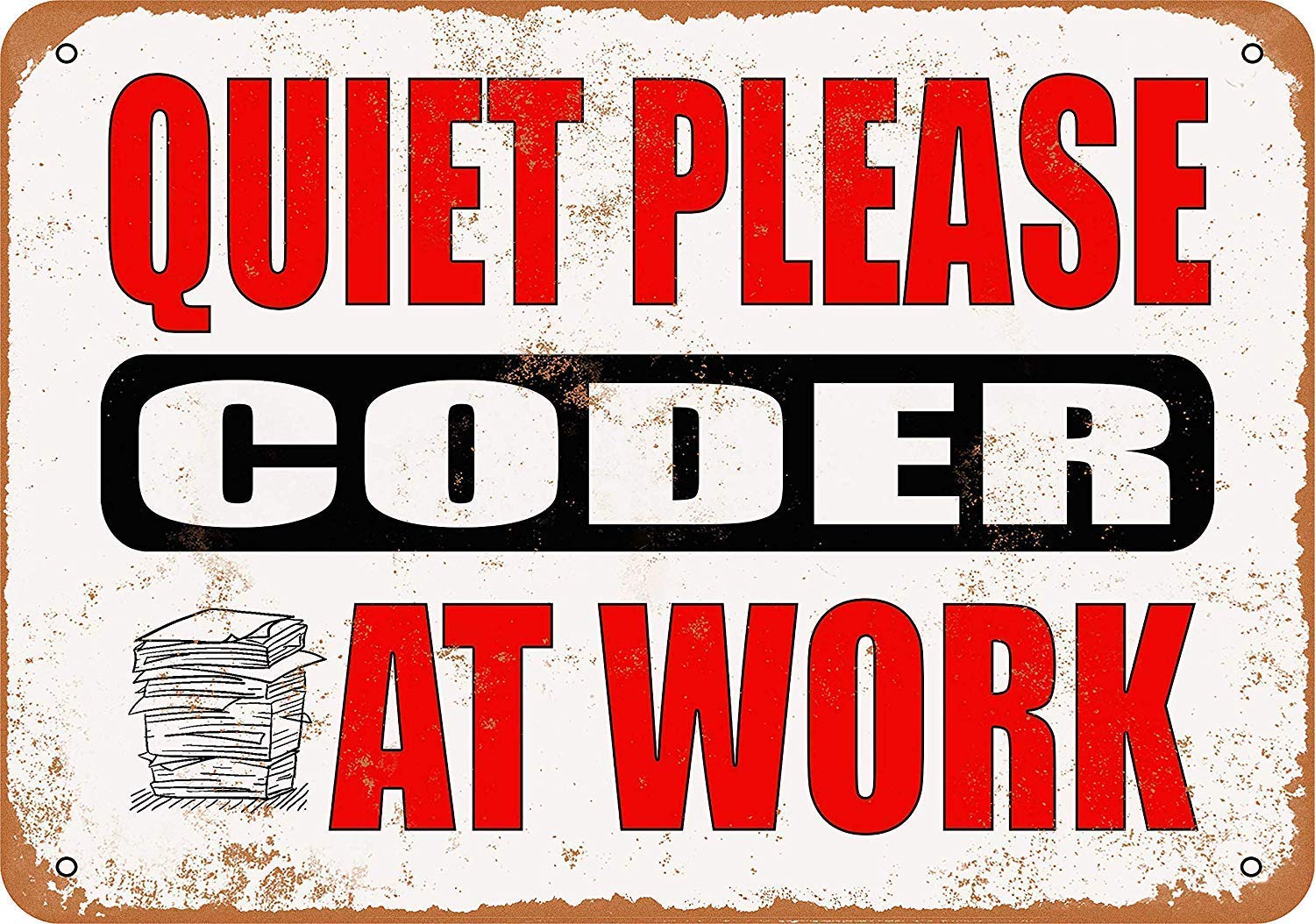 Yelacecca Metalsigna65313 Metal Tin Sign Vintage Look Quiet Please - Coder At Work Vintage Retro Aluminum Sign For Wall Decor 8X12 Inch