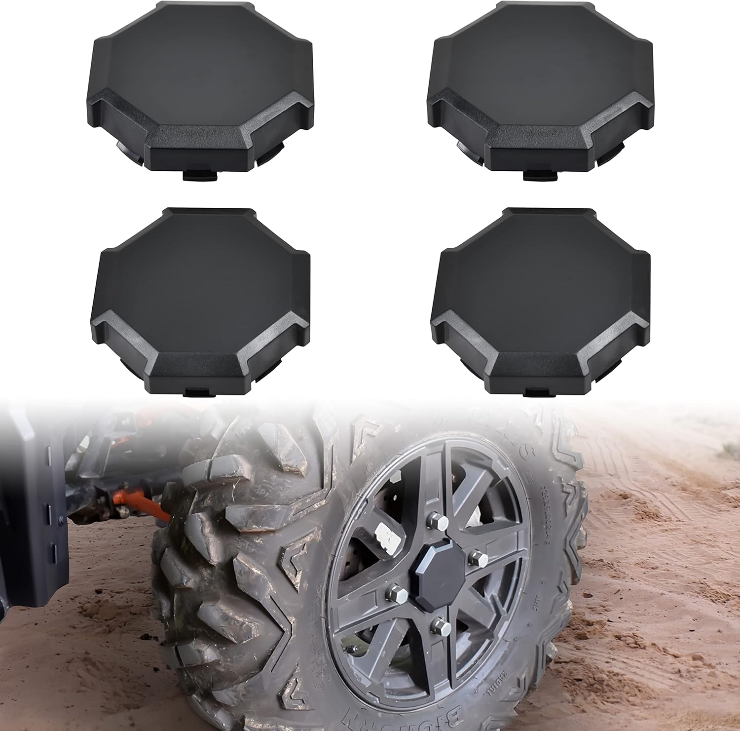 SAUTVS Tire Wheel Hub Caps for Polaris RZR XP, Black Dust Center Hub