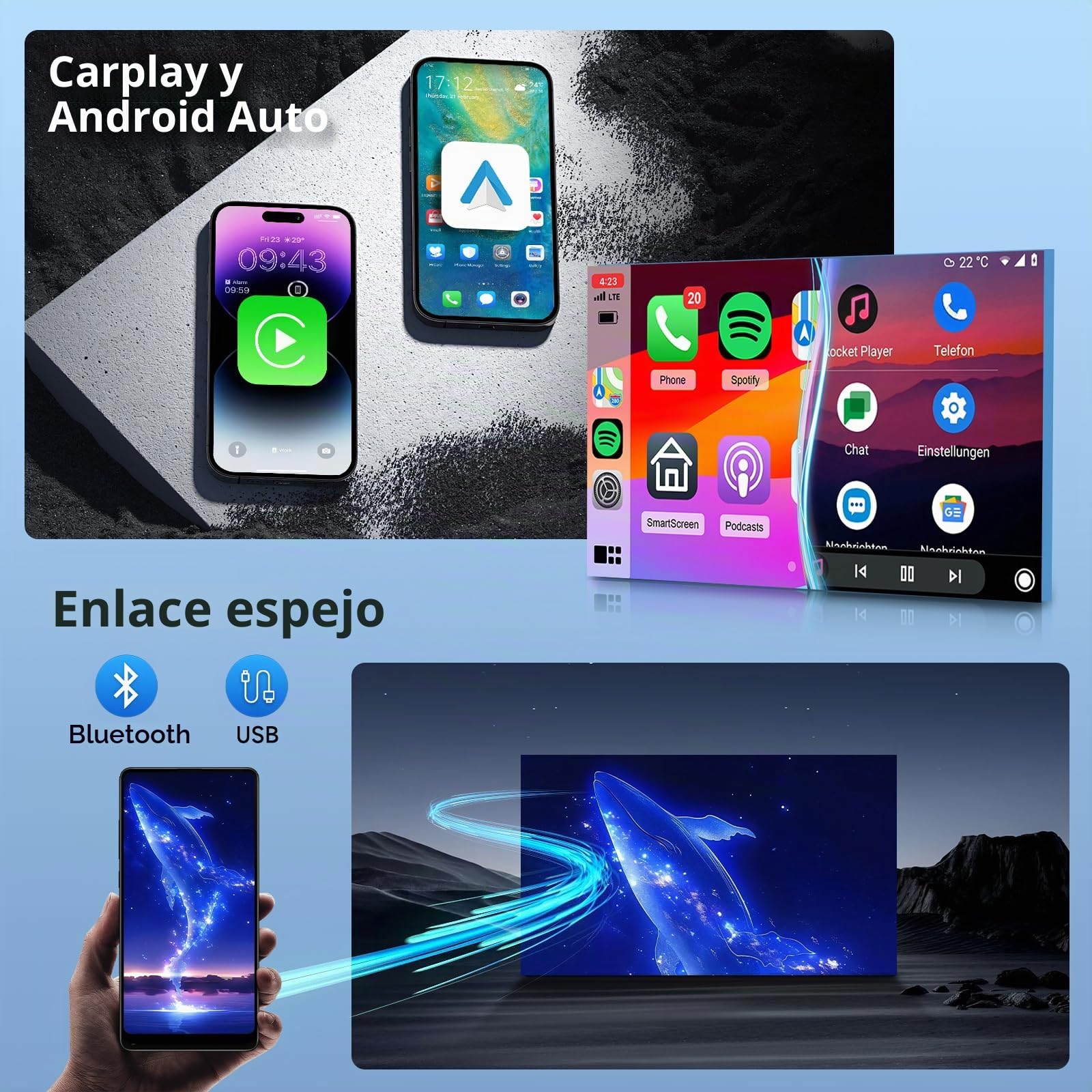 【8 Core 4+64G】 Hodozzy Carplay Radio Coche para Opel Astra Antara Vectra Corsa Zafira Meriva Vivaro Combo, 7 Pulgadas Pantalla Android Autorradio con Android Auto/WiFi/GPS/RDS/FM/Bluetooth/USB,Plata