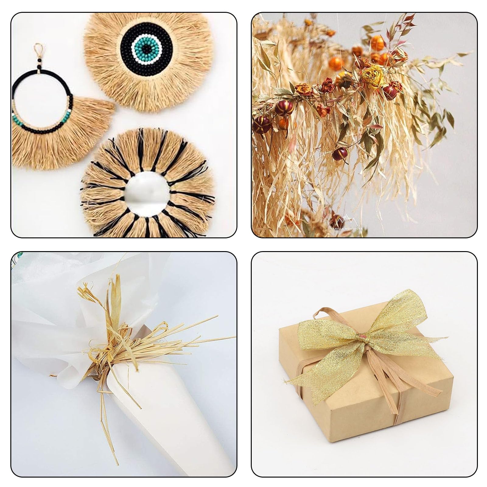 Rafia Naturale Per Decorazioni - 6 Rotoli 300g Per Artigianato E Giardinaggio