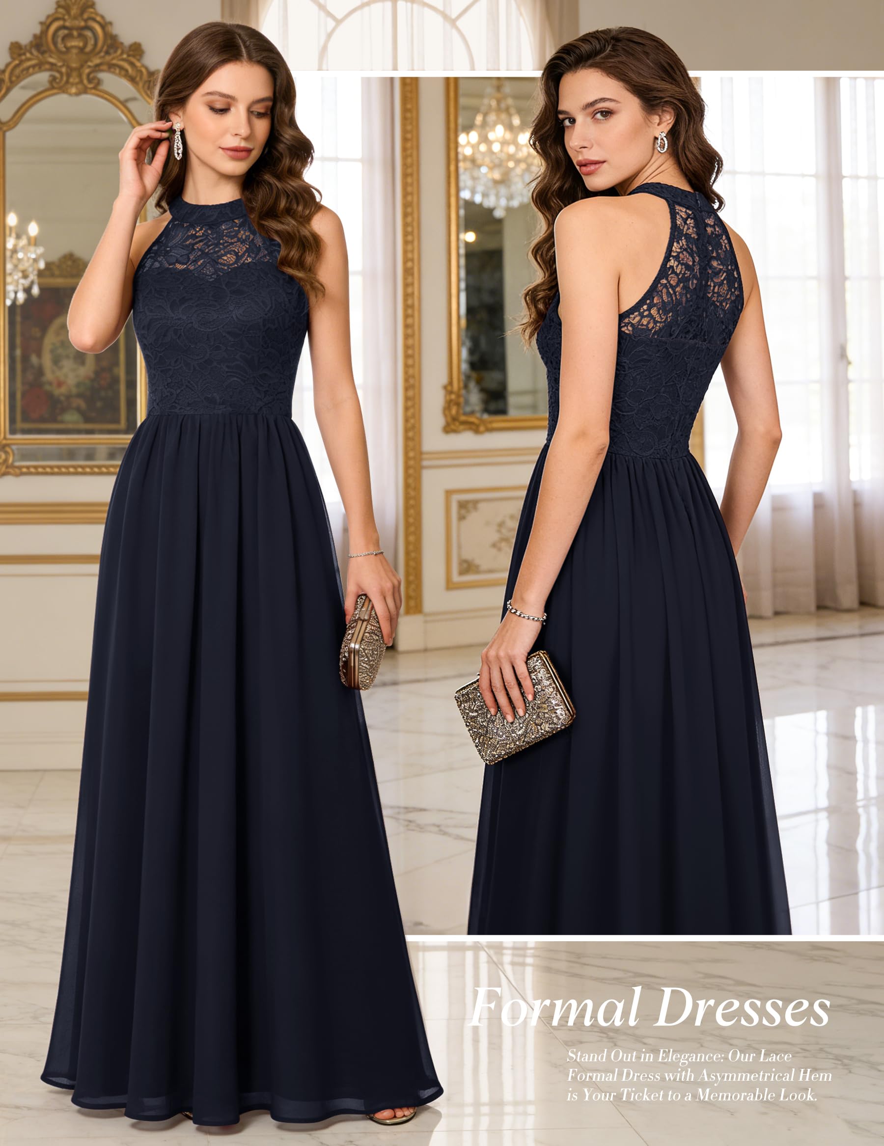 Wedtrend Vestido Largo de Dama de Honor Vestido Boda Fiesta Encaje y Gasa Elegante