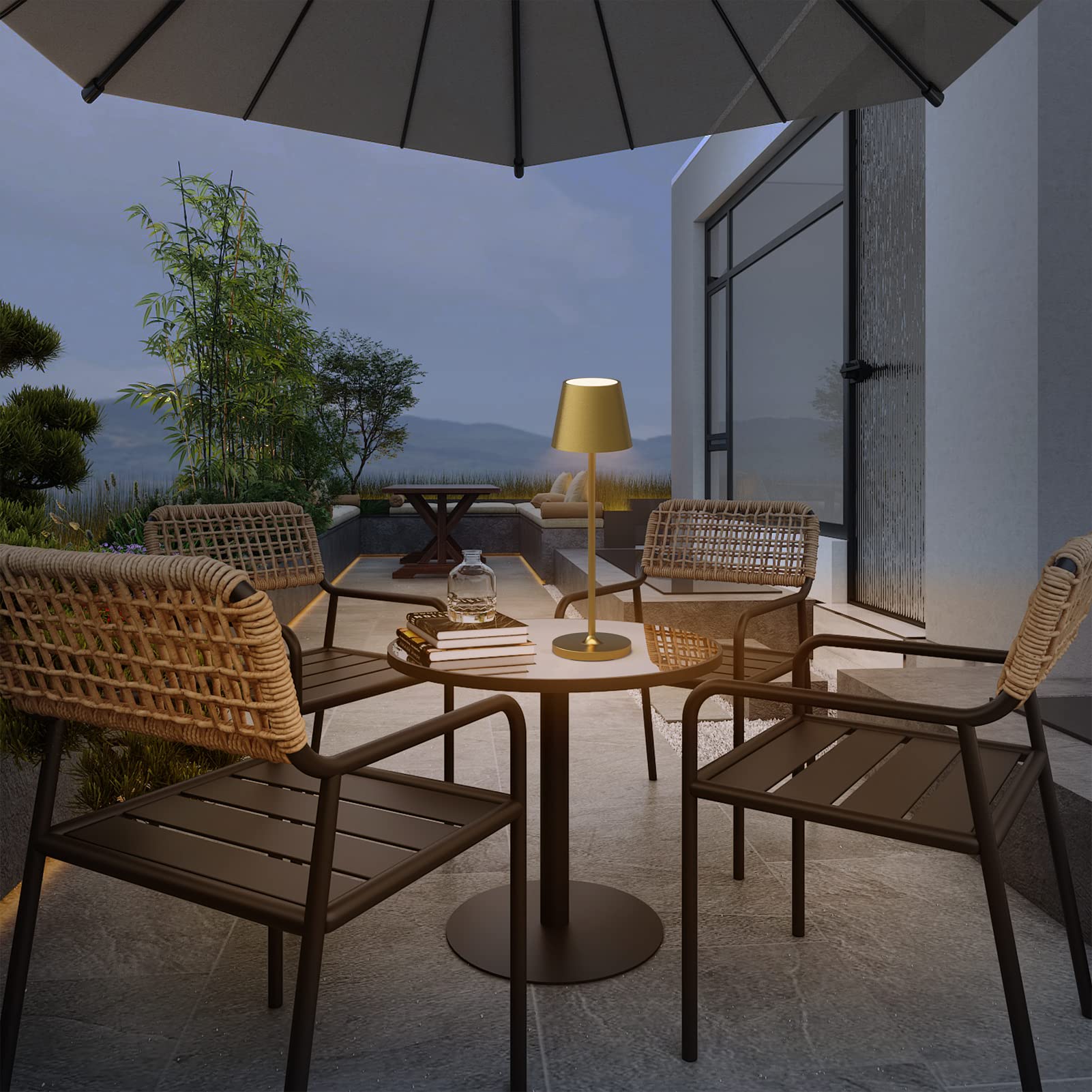 K-Bright lampada da tavolo ricaricabile in alluminio | 240LM | 3000K luce bianca calda Lampada da scrivania senza fili | interni/esterni Lampada da tavolo con base di ricarica a contatto (Oro)