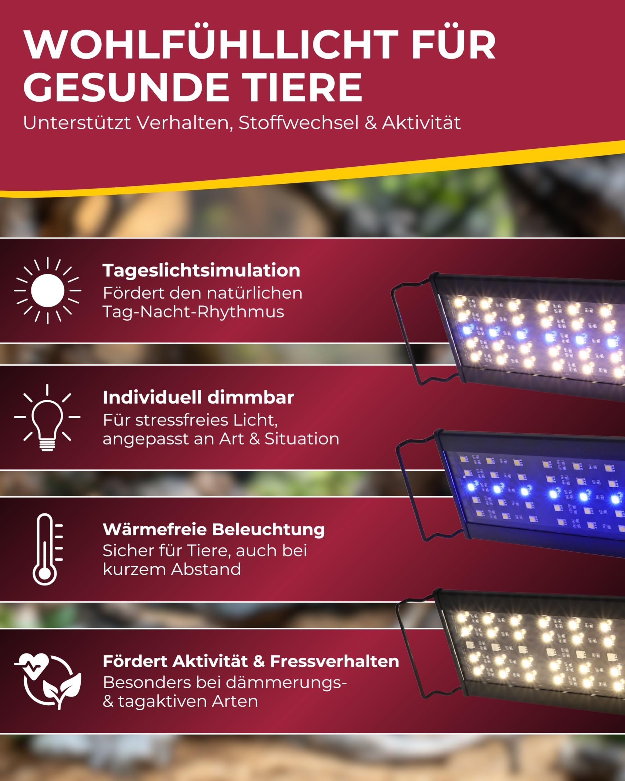 HOBBY Terraristik Terra Fix & Easy LED I dimmbare LED-Beleuchtung für Terrarien I Terrarium Lampe mit einstellbarer Farbtemperatur I Terrarienbeleuchtung für Reptilien, Amphibien und Pflanzen