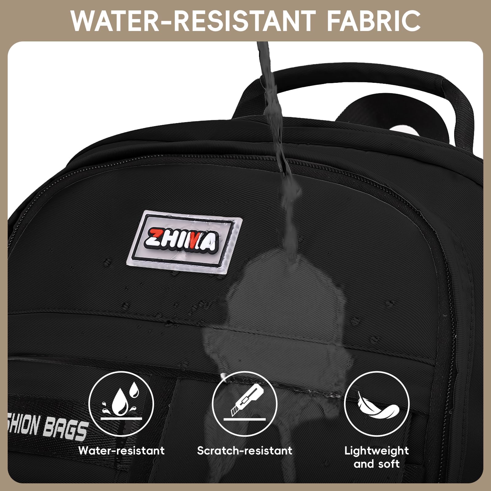 Amythe Schulrucksack Jungen Teenager 29L Wasserabweisend für 15.6" Laptop Schwarz