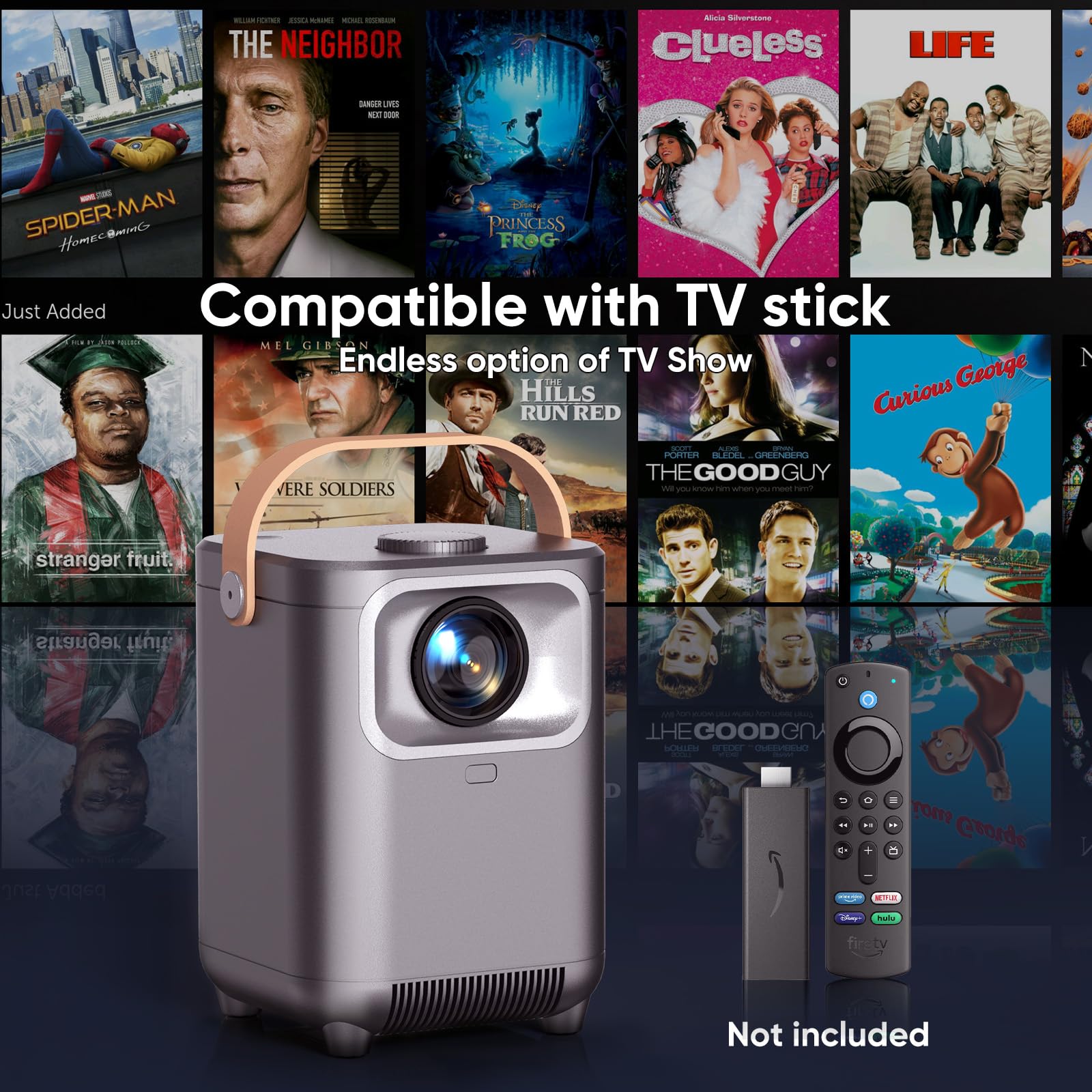 Vidéoprojecteur, mise au point électrique/correction trapézoïdale automatique WiFi 6 BT5.2 Mini projecteur 4K Full HD 1080P pris en charge, zoom 50 % portable pour home cinéma / extérieur compatible