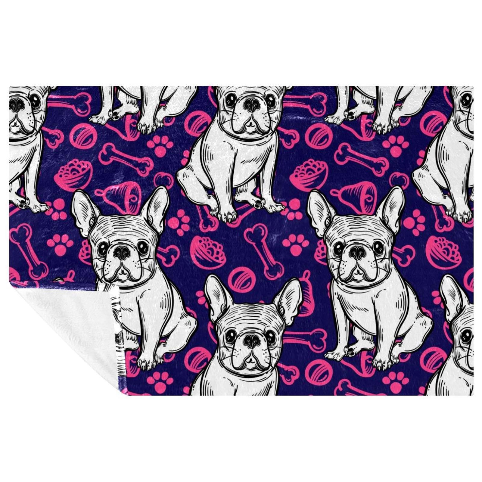 Couverture bouledogue français plaid chaud ultra doux multifonction lit et camping