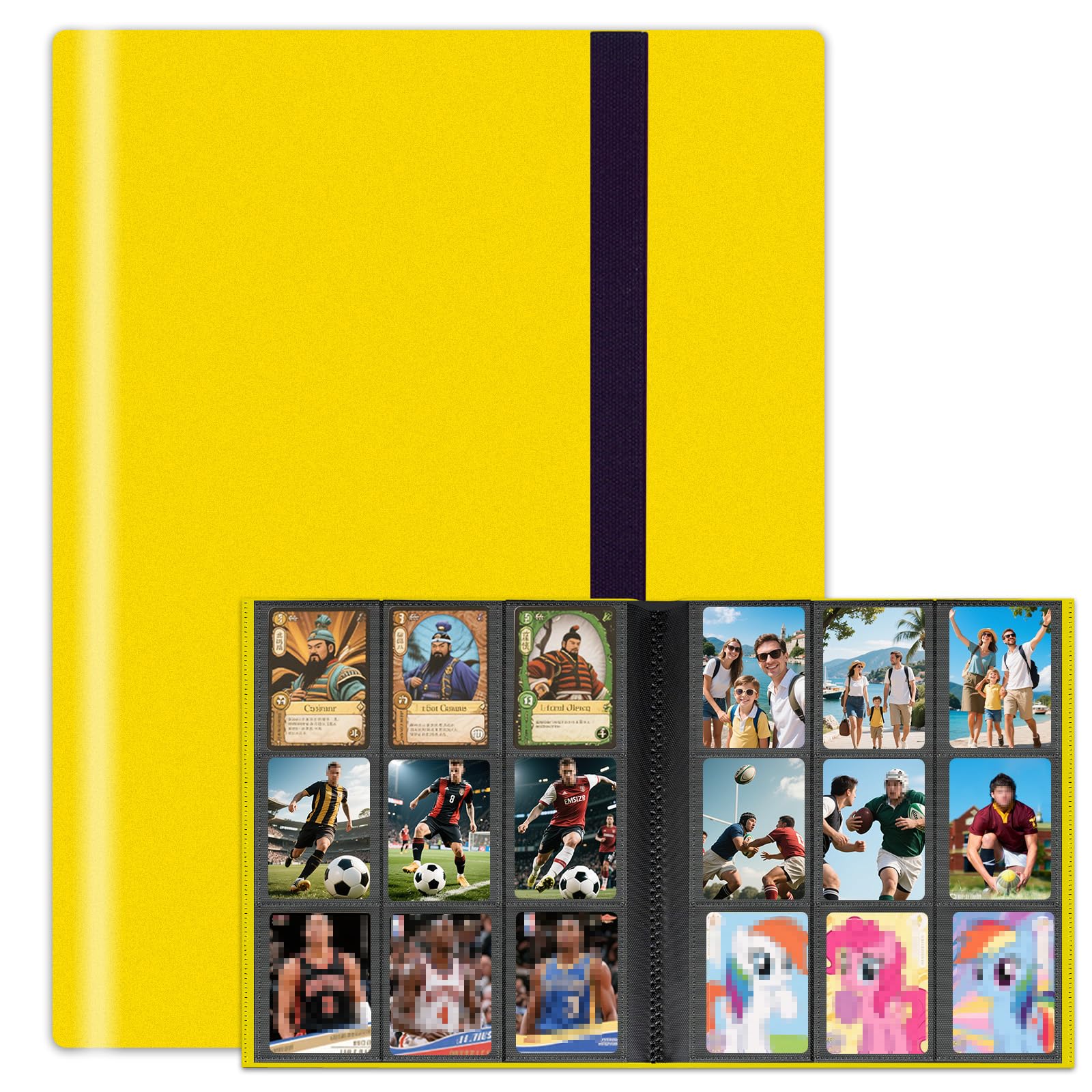 9-Pocket Trading Card Binder, 12 Pages Holding 216 Pockets, PU Trading Card Album Card Folder Card Binder Holder Album for MTG, TCG, Pokemon Yu-Gi-Oh, Basketball Sports Cards, Game Cards