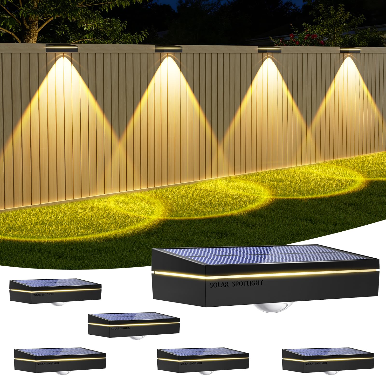 Giliwosy Solarlampen für Außen Garten mit 3 Farbtemperaturen,IP65 Wasserdicht Solar Zaunleuchten für Außenwande Gartenzaun Treppen und Terrassen-6 Stück