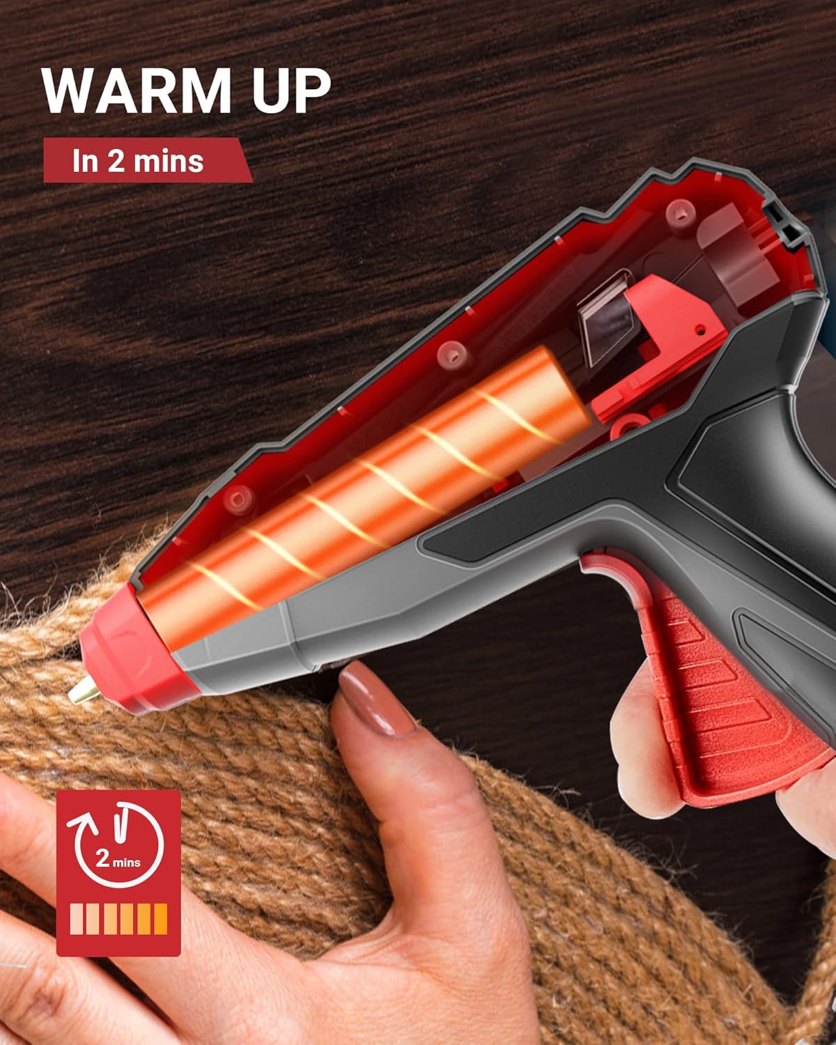 Cordless Hot Glue Gun, Fast Preheating Glue Gun Kit with 20 Pcs Glue Sticks, Rechargeable Glue Gun with Built-in Battery, Auto Shut-off Glue Gun for Christmas Crafts, Repairs and DIY