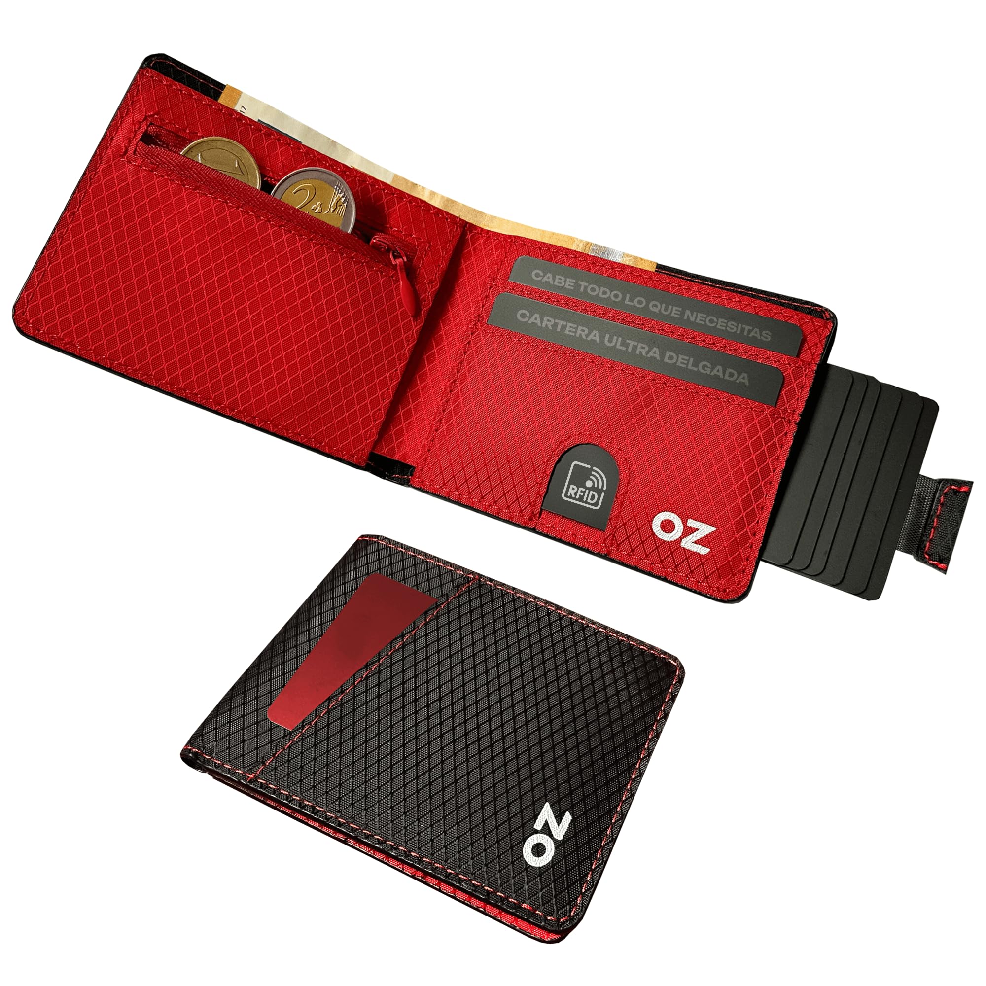 Carteras para Hombre con Monedero y Tarjetero Delgada Capacidad hasta 12 Tarjetas con Bloqueo RFID – No Hace Bulto, Billetera para Hombre Slim con Bolsillo para Billetes y Monedas y Caja de Regalo — view 8