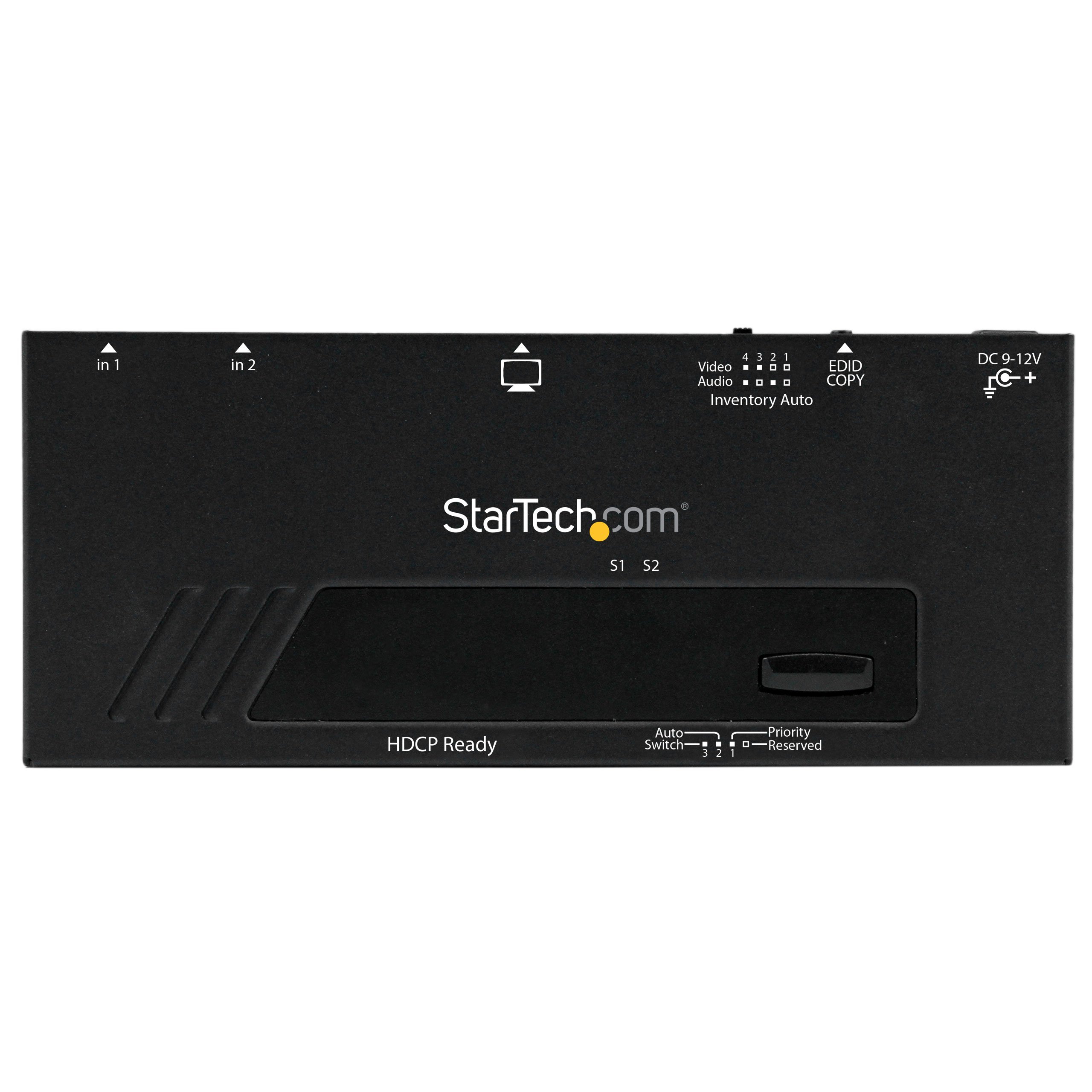 StarTech.com 2 Port HMDI® Switch / Verteiler - Automatische Umschaltung mit IR-Fernbedienung - 1080p - HDMI Auto Switch / Umschalter