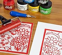 Vista 5 de Falling in Art Tinta de impresión de bloques soluble en agua, juego de tinta de impresión de 6 colores para bloque de linóleo, 3.5 onzas
