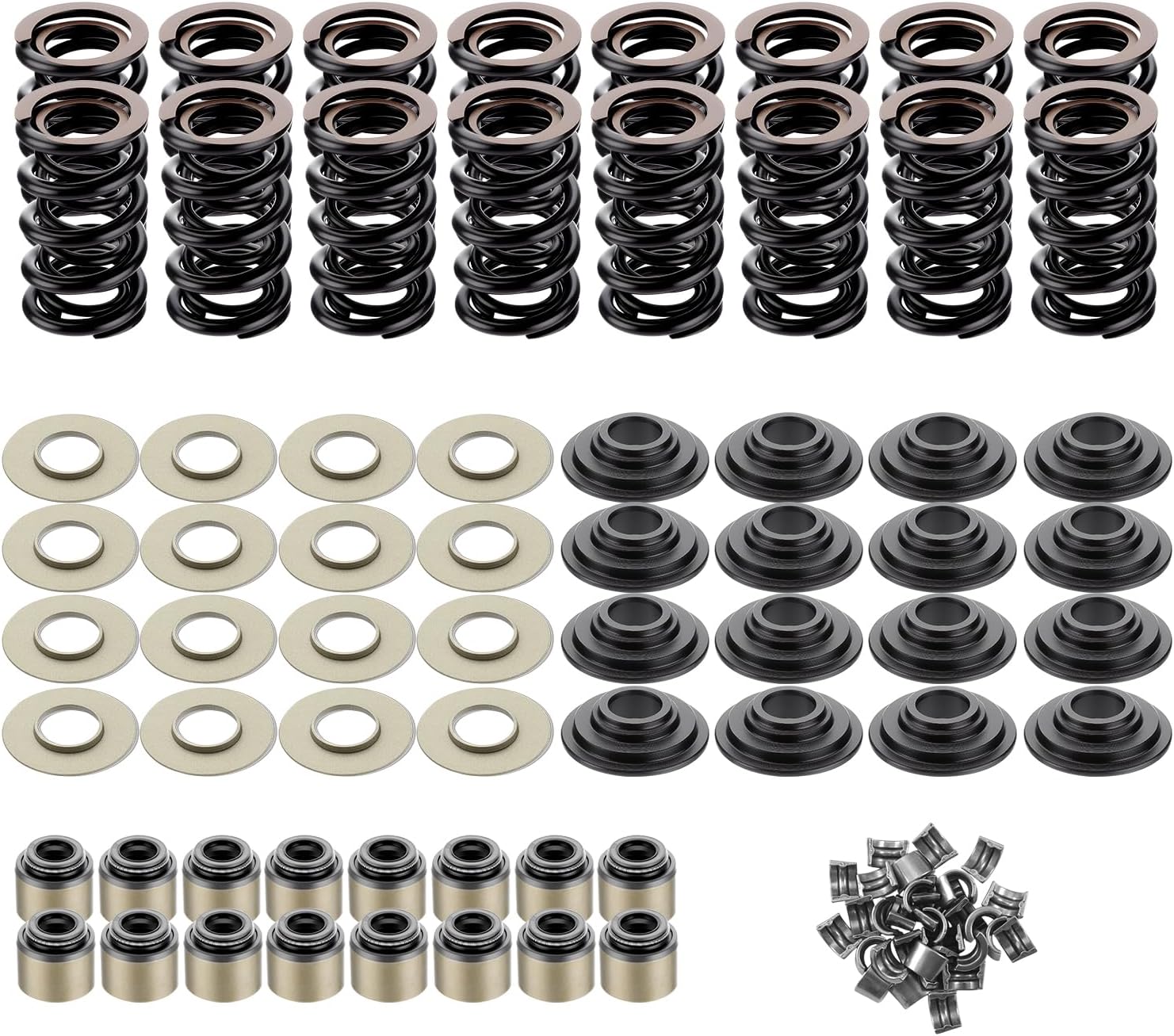 LS .660" Dual Valve Spring Platinum Kit with Retainers Fit for 15 Degree LS Heads LS1 LS2 LS3 LS4 LS6 L76 L92 L99 LQ4 LQ9 L33 LSA 4.8L 5.3L 6.0L 6.2L SK001 (Steel)