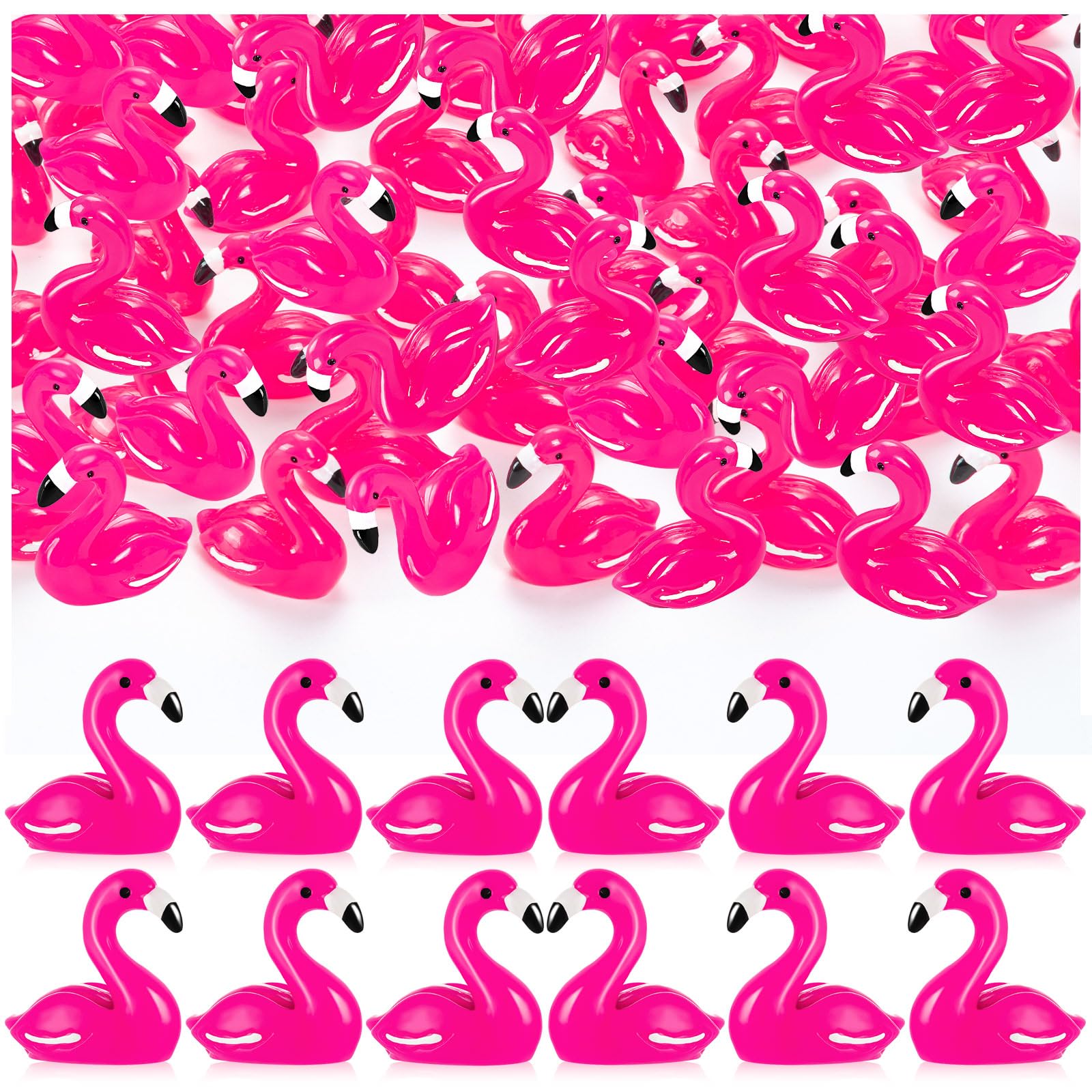 LHSYFBZ 50Pcs Mini Resin Flamingo, Tiny Rose Red Flamingo Ducks, Cute Flamingo Figurines for Cake Topper Garden Dollhouse Landscape Aquarium Ornaments DIY Crafts