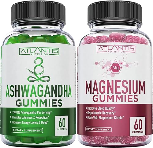 Gomitas de Ashwagandha y magnesio para mejorar el sueño y fortalecer las funciones corporales. Ashwagandha aumenta el estado de ánimo y la energía -