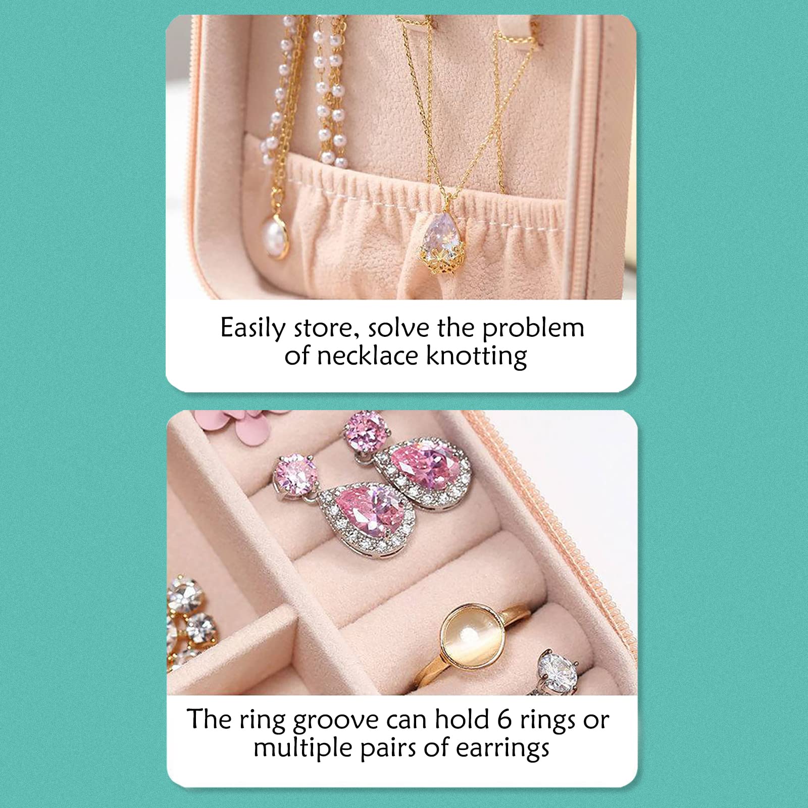 DCIDBEI Scatola Portagioie Da Viaggio In Pelle PU Con Diamanti 5D Fai Da Te - Cofanetto Organizer Per Anelli E Orecchini (Farfalla Rosa)