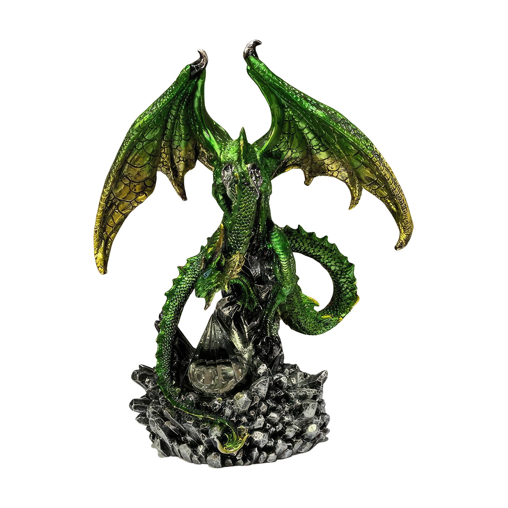 Statue dragon vert lumineux de 26 cm avec stalactites DEL ICE ARMOR