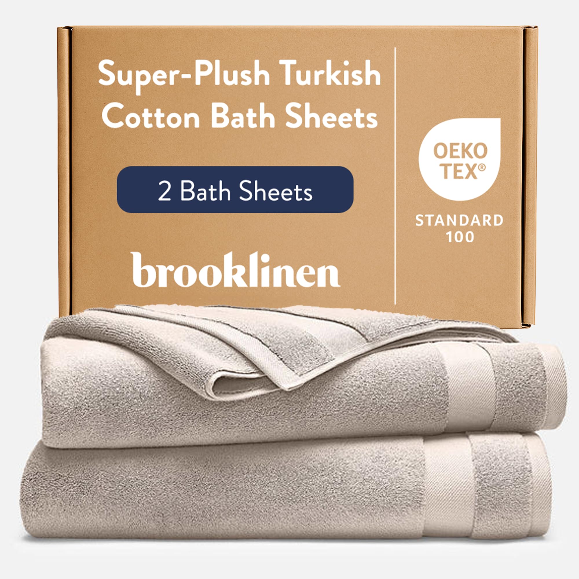 Brooklinen Super-Plush Turkish Cotton Bath Sheets - Set of 2 - Cotton, 820 GSM, Highly Absorbent, Machine Washable, Perfect for Home & Bathroom (40" x