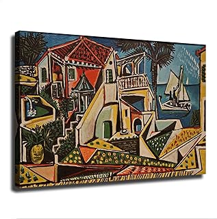 Pablo Picasso Mediterranean Landscape Poster Canvas Painting Print Wall Art Modern Classroom Kitchen Bedroom Room Aesthetics Decoration Boys Women Gift Unframed and Framed (No Framed,08×12inch)