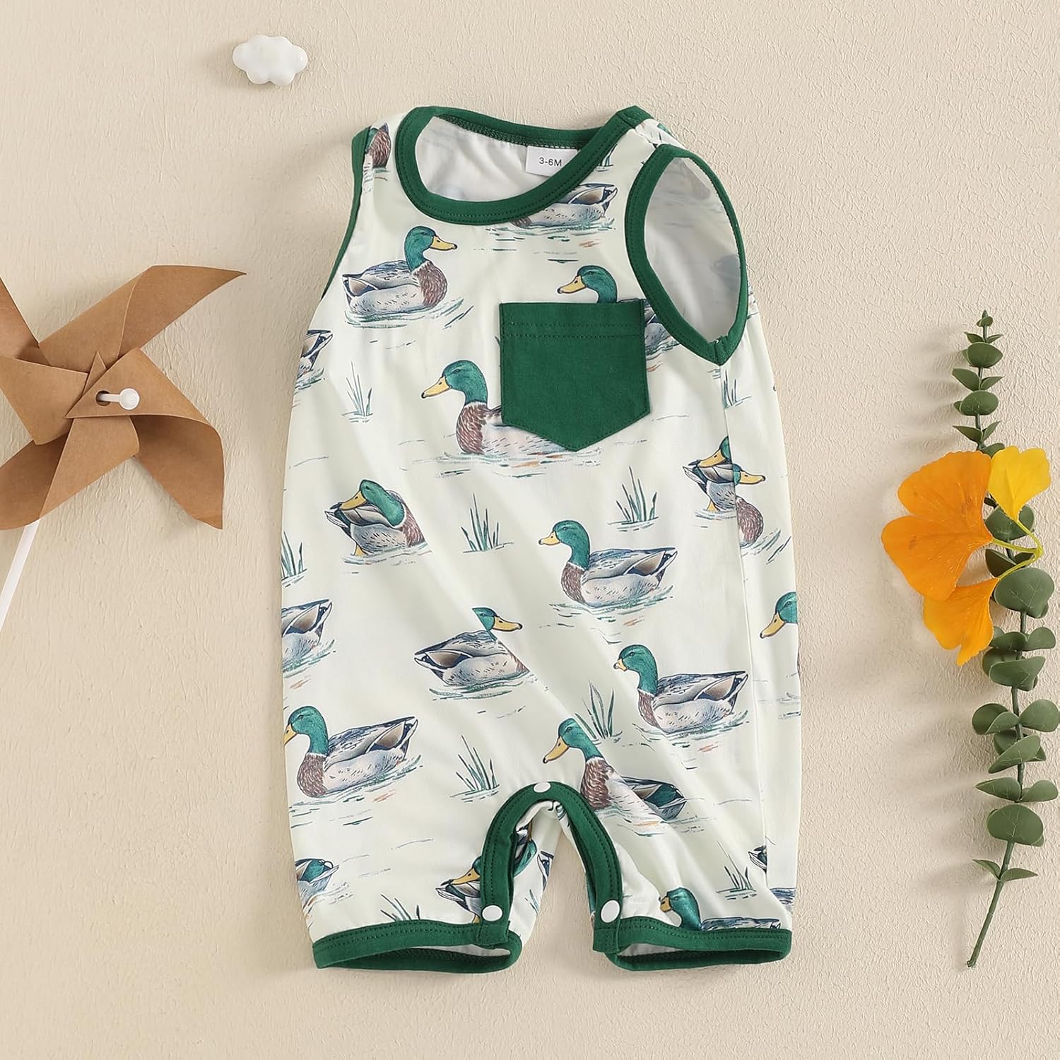 Bagilaanoe Summer Outfit Infant Baby Boy Sleeveless Romper Jumpsuit Shorts Mallard Duck One Piece Clothes - Image 5