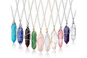 10 Pieces Hexagonal Crystal Necklaces for Healing, Unique Gift for Her