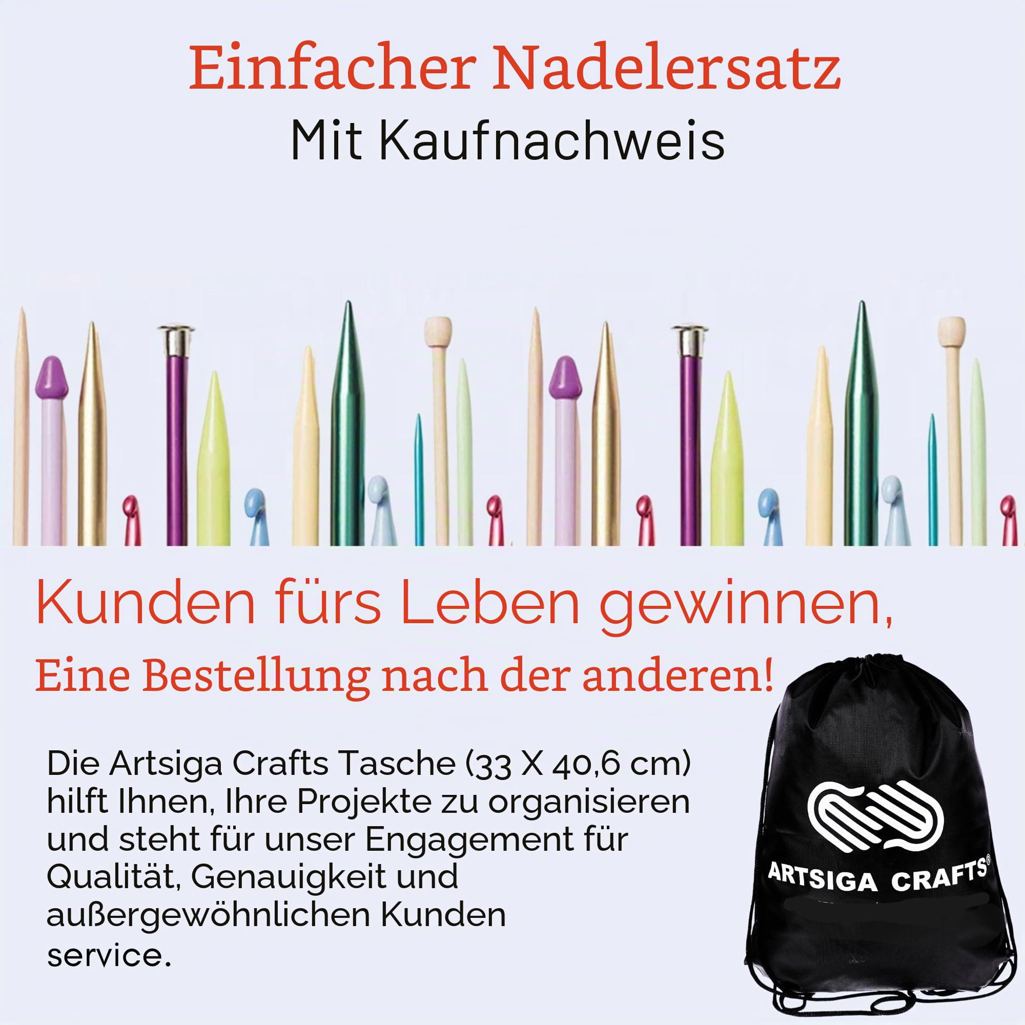 ChiaoGoo Stricknadeln, austauschbare rote Spitze, klein, 12,7 cm, mit 1 Artsiga Craft-Projekttasche 7500-S