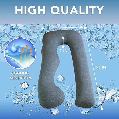 Miniatura 3 de The CeeCee Pillow by PharMeDoc - Almohadas de embarazo en forma de C y soporte de maternidad funda de jersey de menta - Soporte para espalda caderas