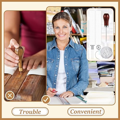 Miniatura 6 de Henoyso Juego de 6 piezas de encuadernación, suministros de encuadernación, herramientas de inicio de encuadernación de libros para manualidades y