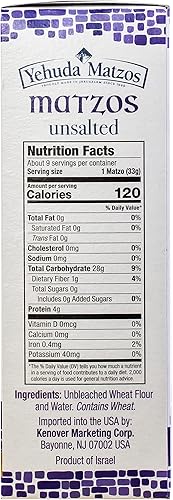 Miniatura 2 de Yehuda Galletas Matzah sin sal (paquete de 3) Airy, Crisp & Delicious Matzah Crackers  Kosher para Pascua
